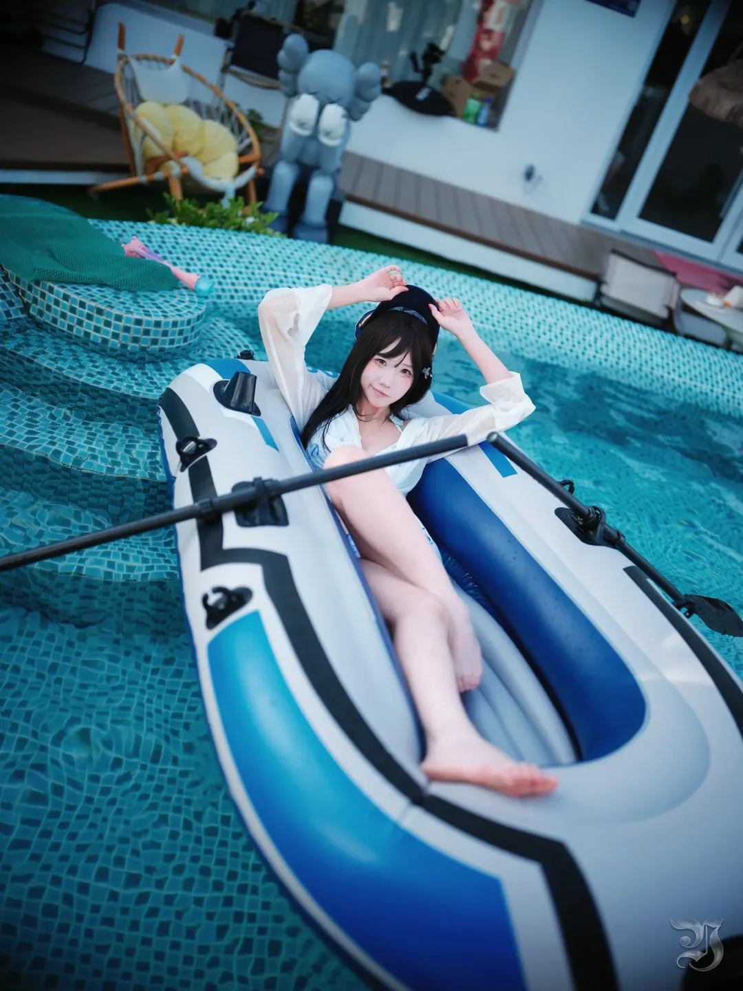 夏日海军风泳池写真 清凉一夏玩水穿搭 - 第 12 张
