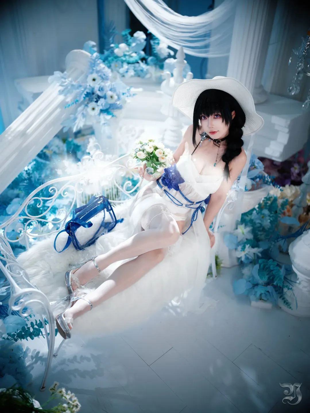 【梅里cos】勝利女神藍白花海中的清冷夢幻 - 第 1 張