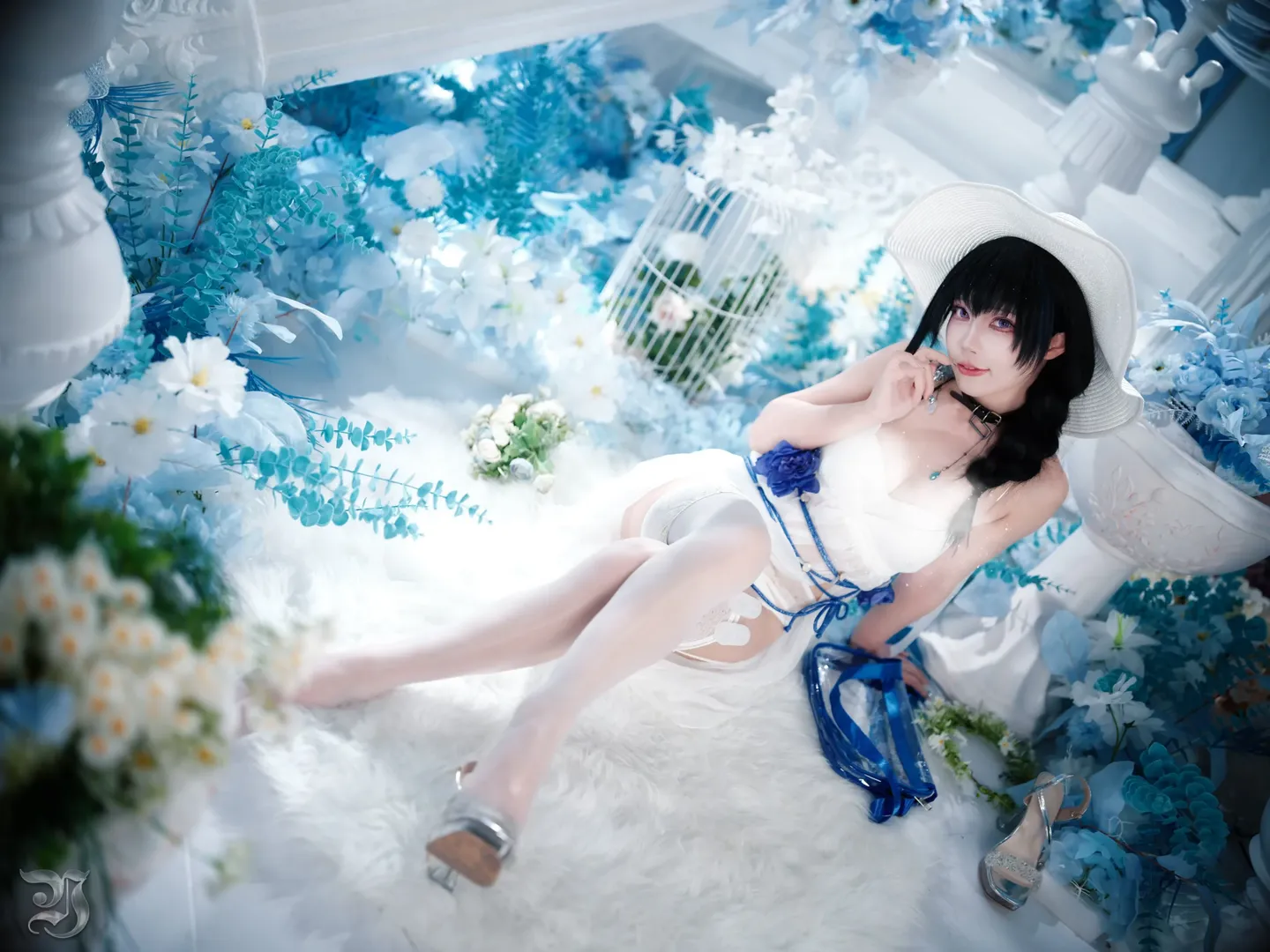 【梅里cos】勝利女神藍白花海中的清冷夢幻 - 第 10 張