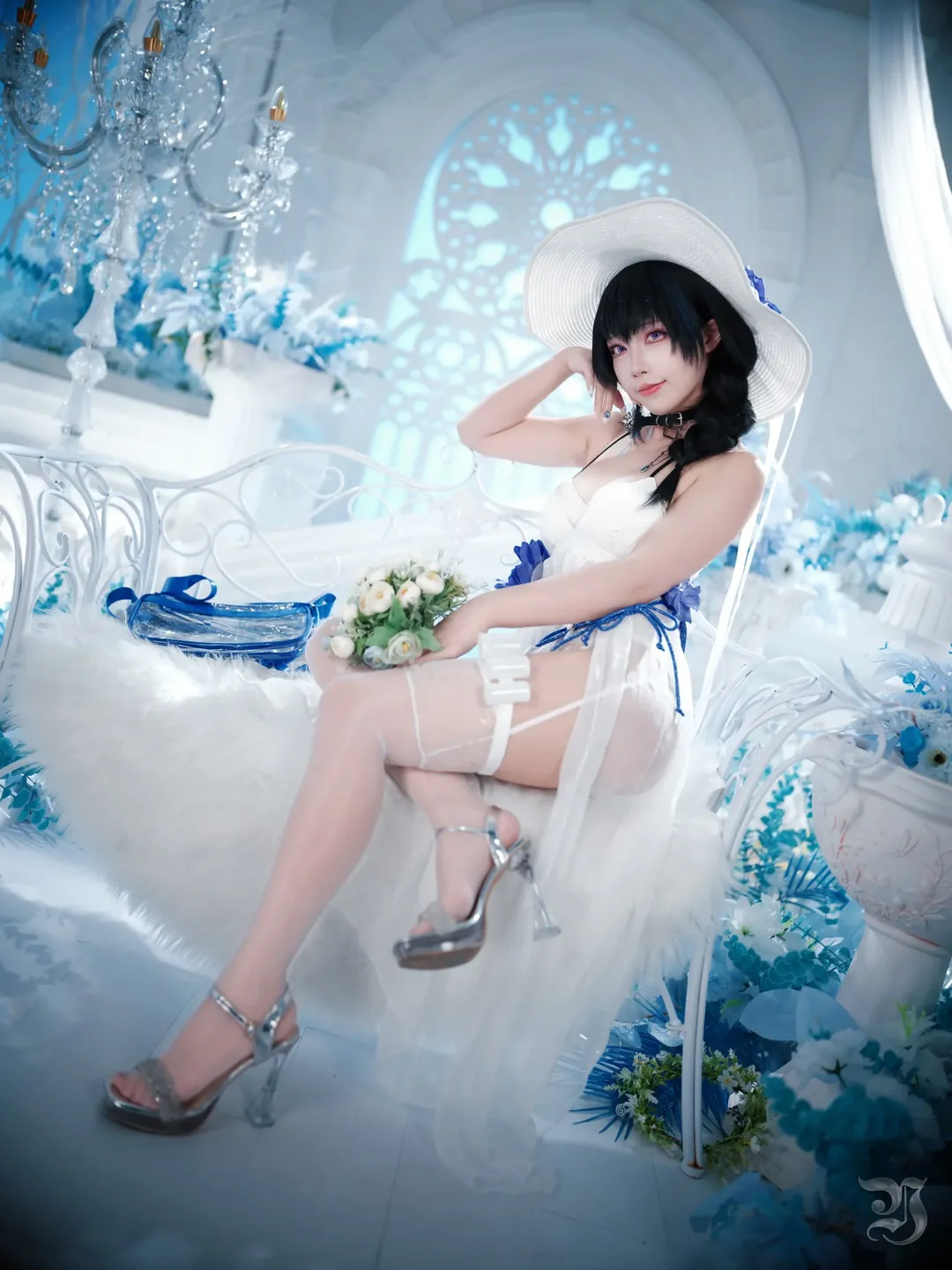 【梅里cos】勝利女神藍白花海中的清冷夢幻 - 第 2 張