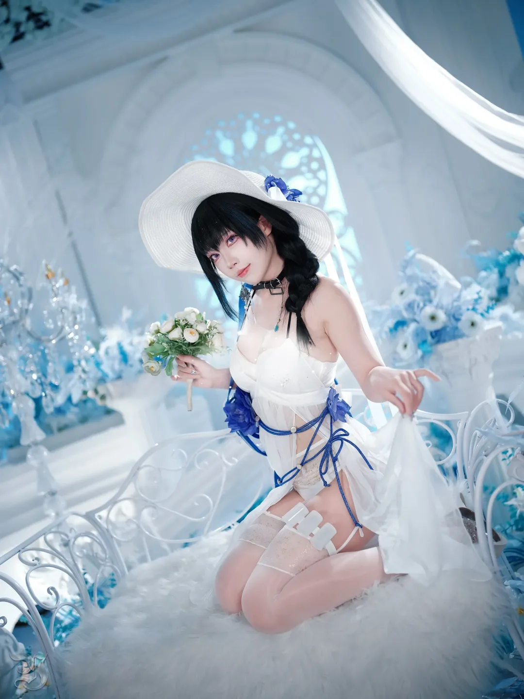 【梅里cos】勝利女神藍白花海中的清冷夢幻 - 第 3 張