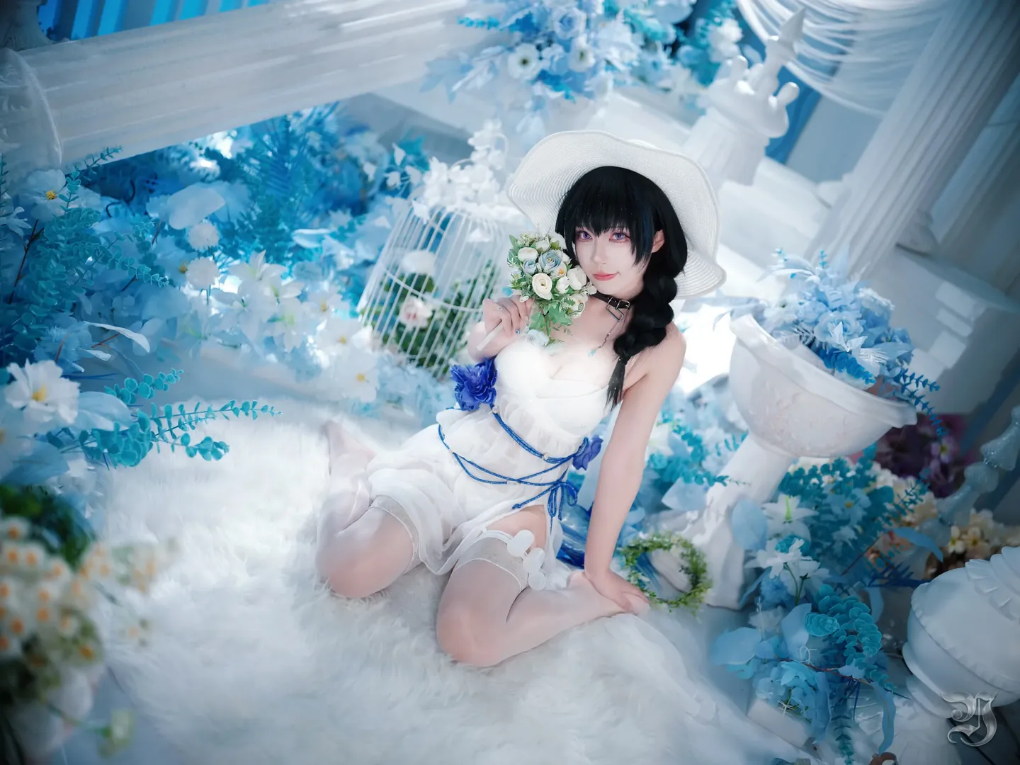 【梅里cos】勝利女神藍白花海中的清冷夢幻 - 第 6 張