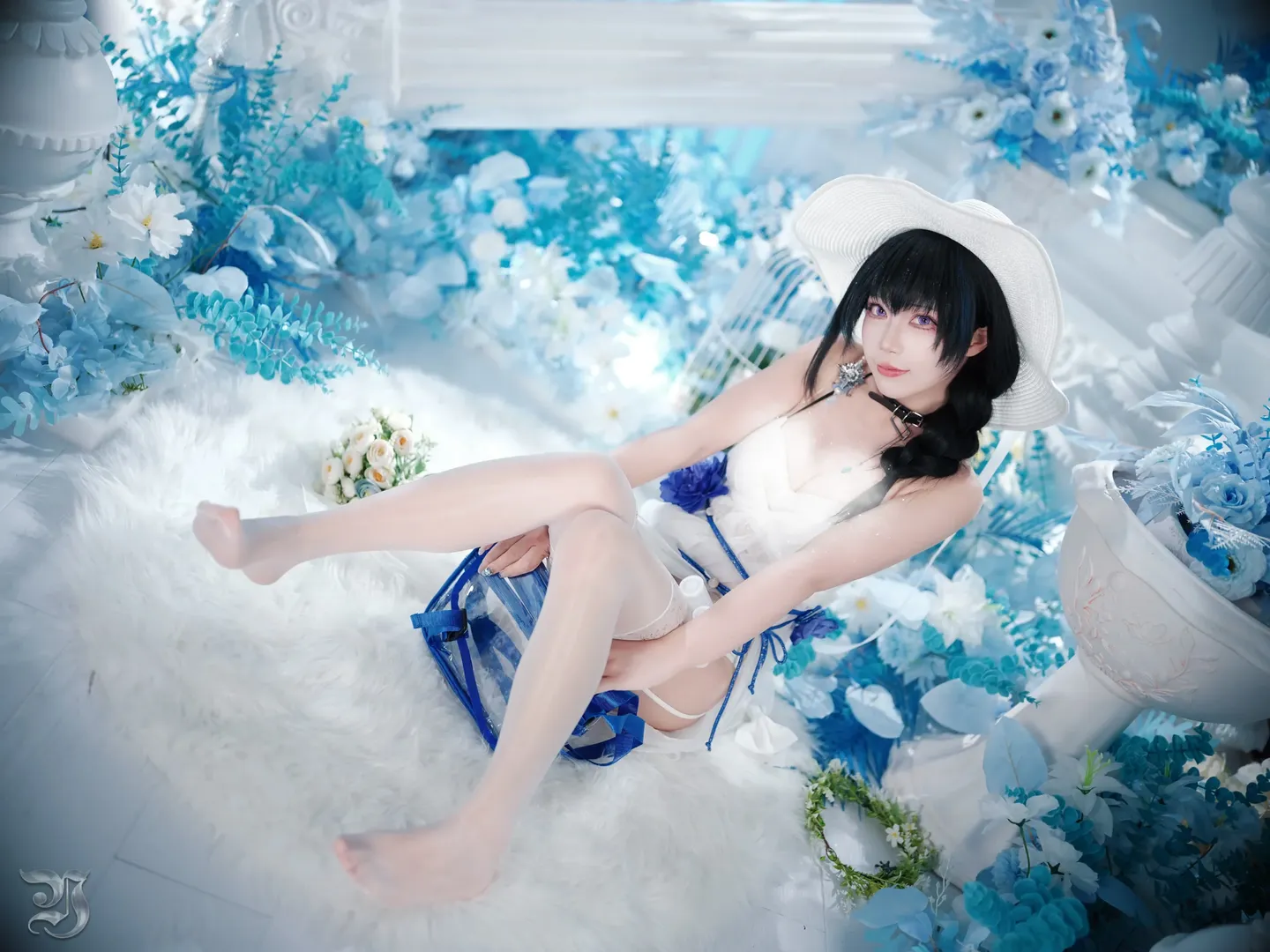 【梅里cos】勝利女神藍白花海中的清冷夢幻 - 第 7 張