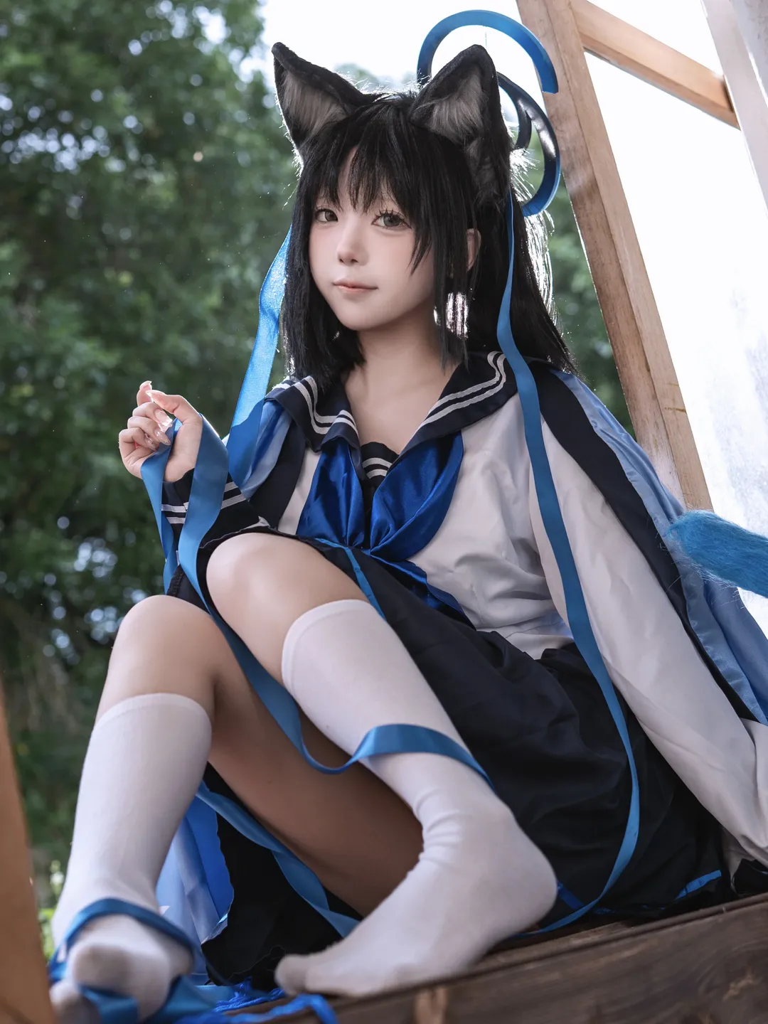 【桐生桔梗cos】蔚蓝档案，老师过来坐这边 - 第 1 张