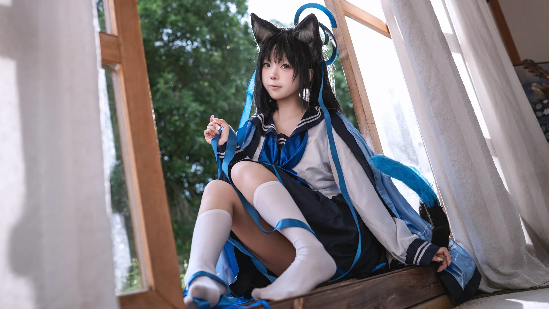 【桐生桔梗cos】蔚蓝档案，老师过来坐这边 - 第 2 张