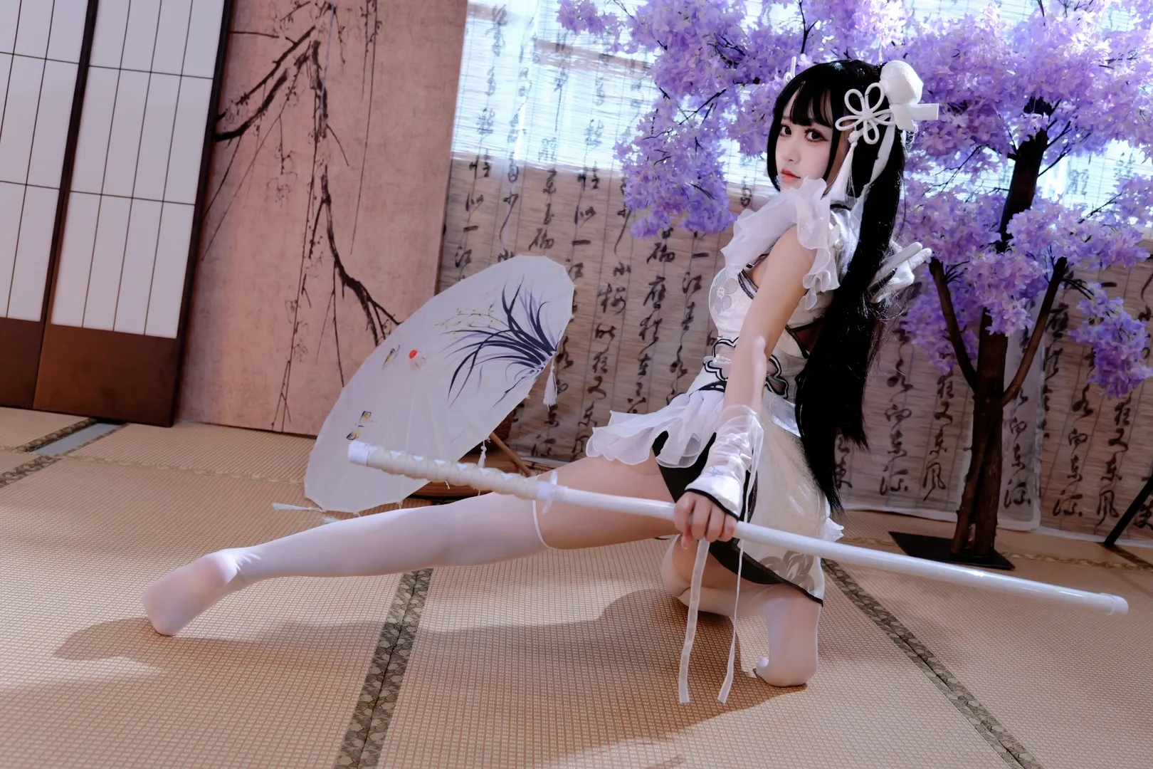 【殷紫萍cos】永劫无间玉髓冰心，白丝利刃的侠女风范 - 第 4 张