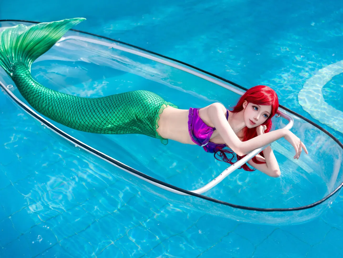小美人魚愛麗兒cos，一起來感受泳池外景的清涼吧 - 第 2 張