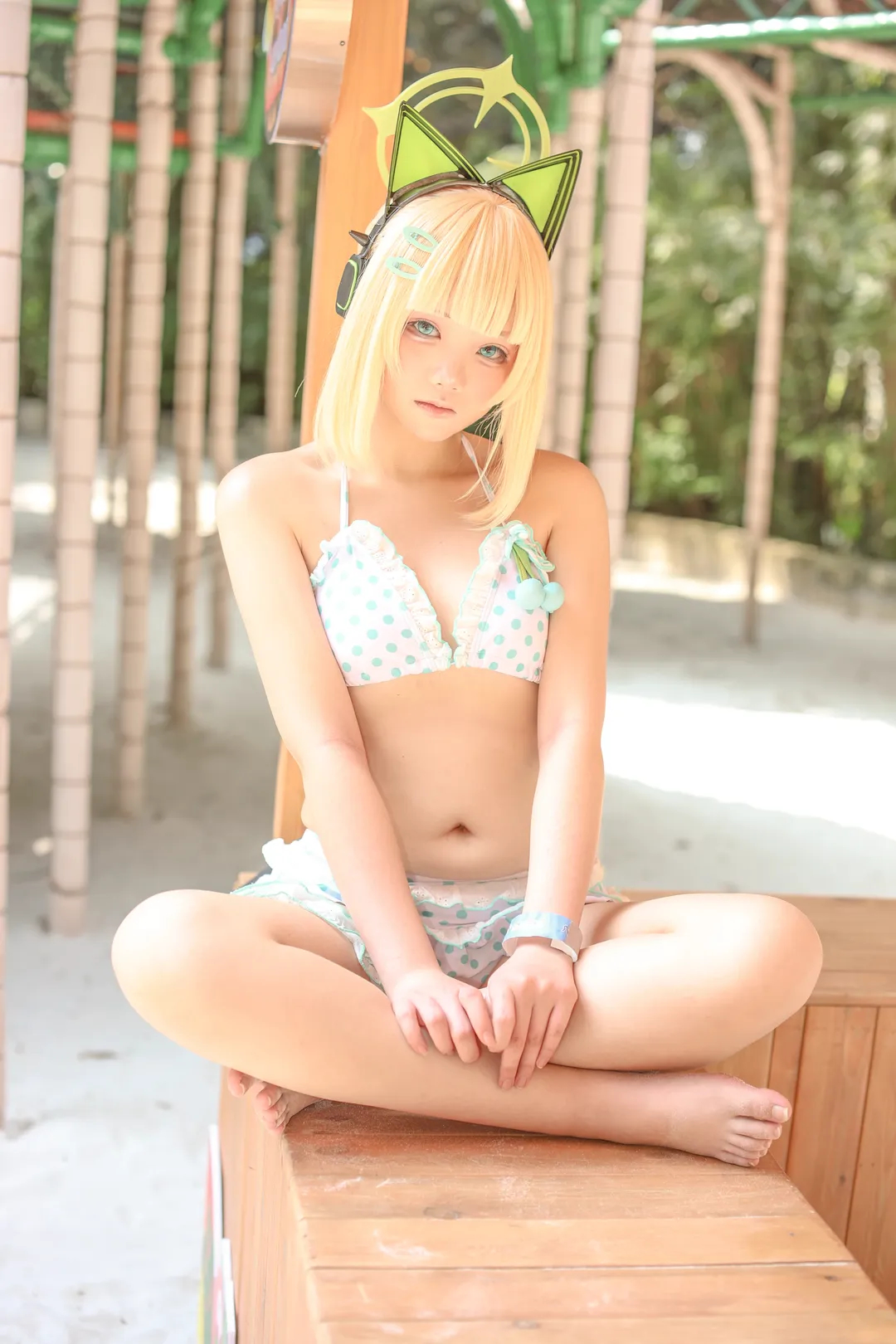 【才羽绿cos】广州长隆水上乐园玩水拍摄，感受蔚蓝档案的夏日魅力 - 第 3 张
