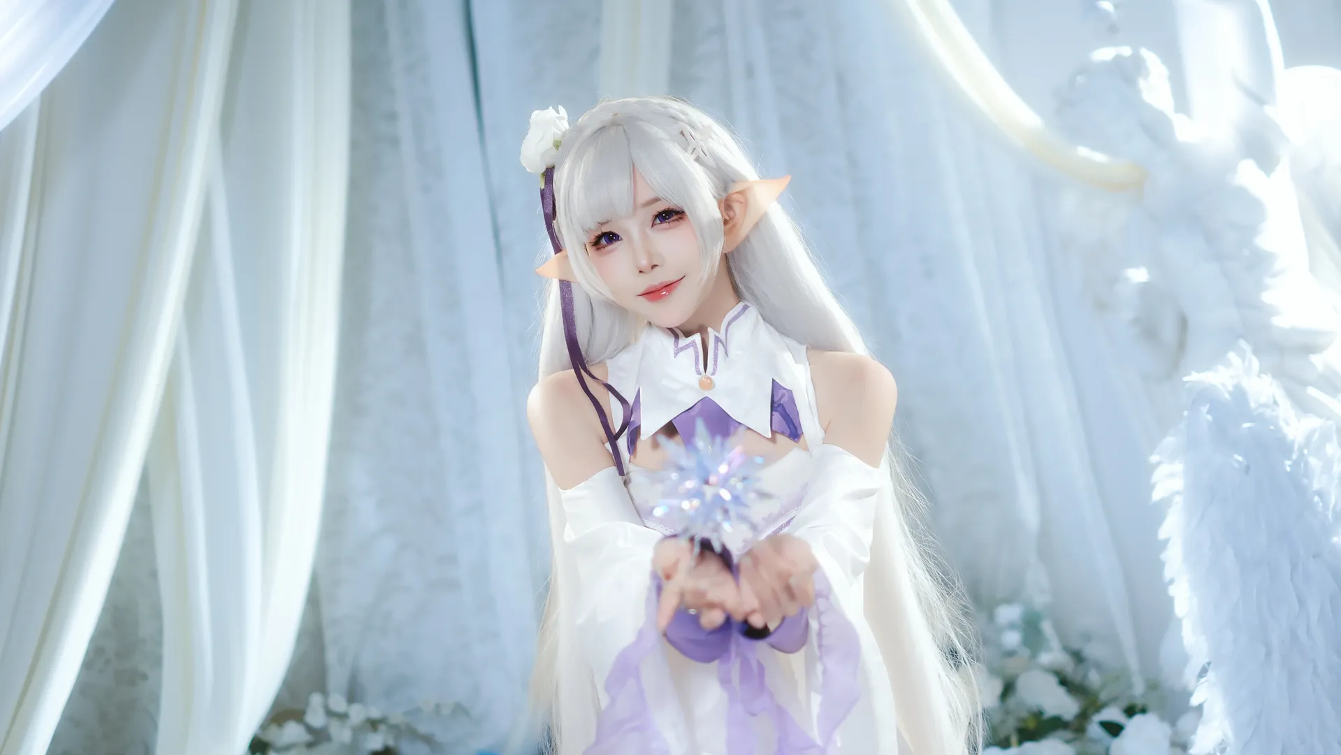 【爱蜜莉雅cos】Re:从零开始的异世界生活，纯白精灵的冰雪主题 - 第 4 张