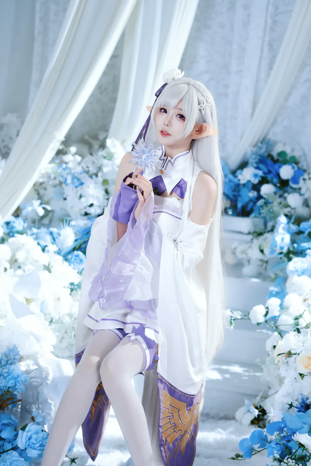 【爱蜜莉雅cos】Re:从零开始的异世界生活，纯白精灵的冰雪主题 - 第 5 张