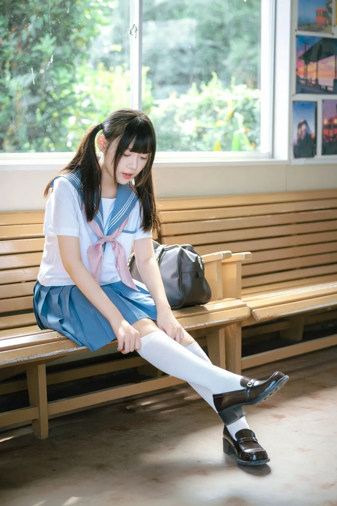 夏日JK制服写真，伊予下灘的海边车站太出片了 - 第 13 张
