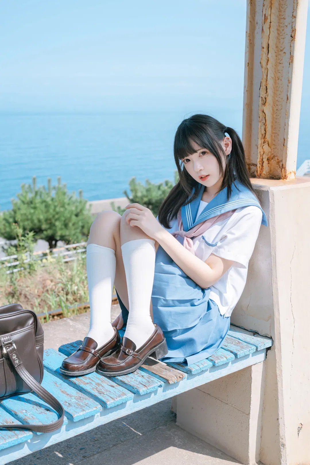 夏日JK制服写真，伊予下灘的海边车站太出片了 - 第 3 张
