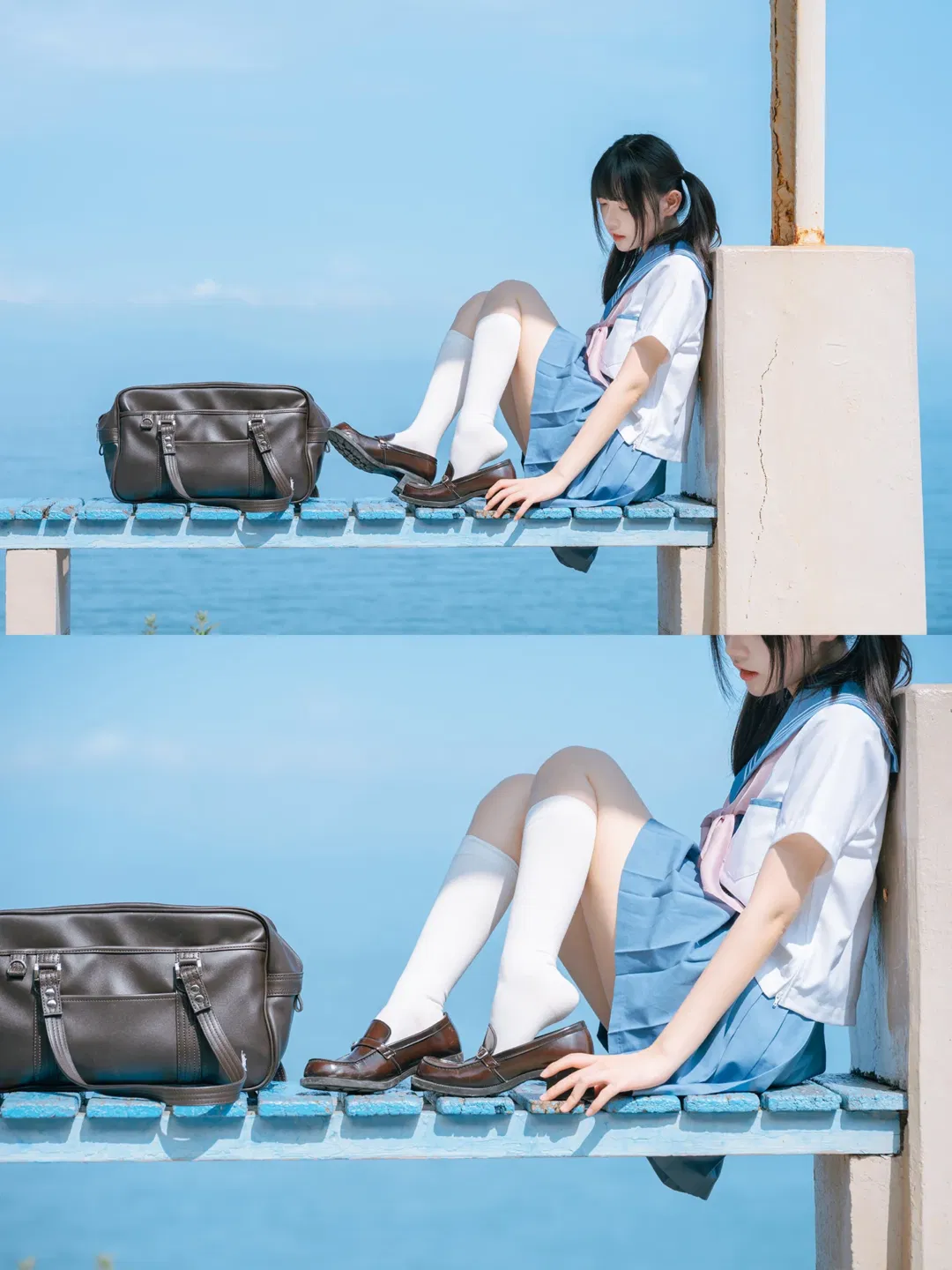 夏日JK制服写真，伊予下灘的海边车站太出片了 - 第 9 张