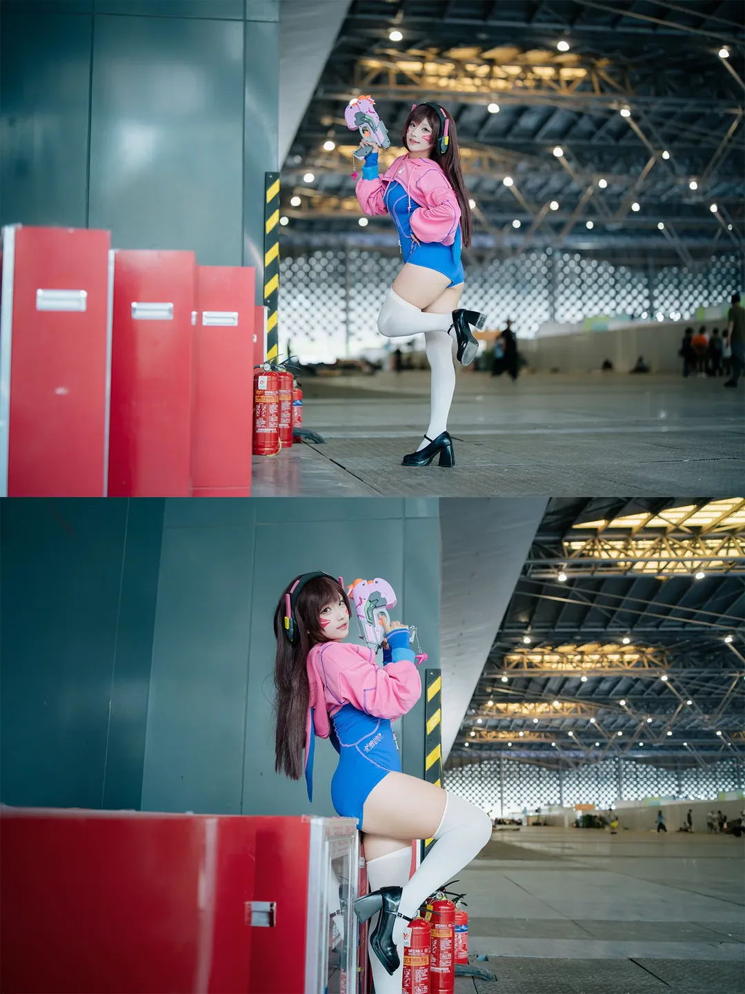 【D.Va cos】粉色外套配白絲，展館裡最靚的電競少女 - 第 3 張
