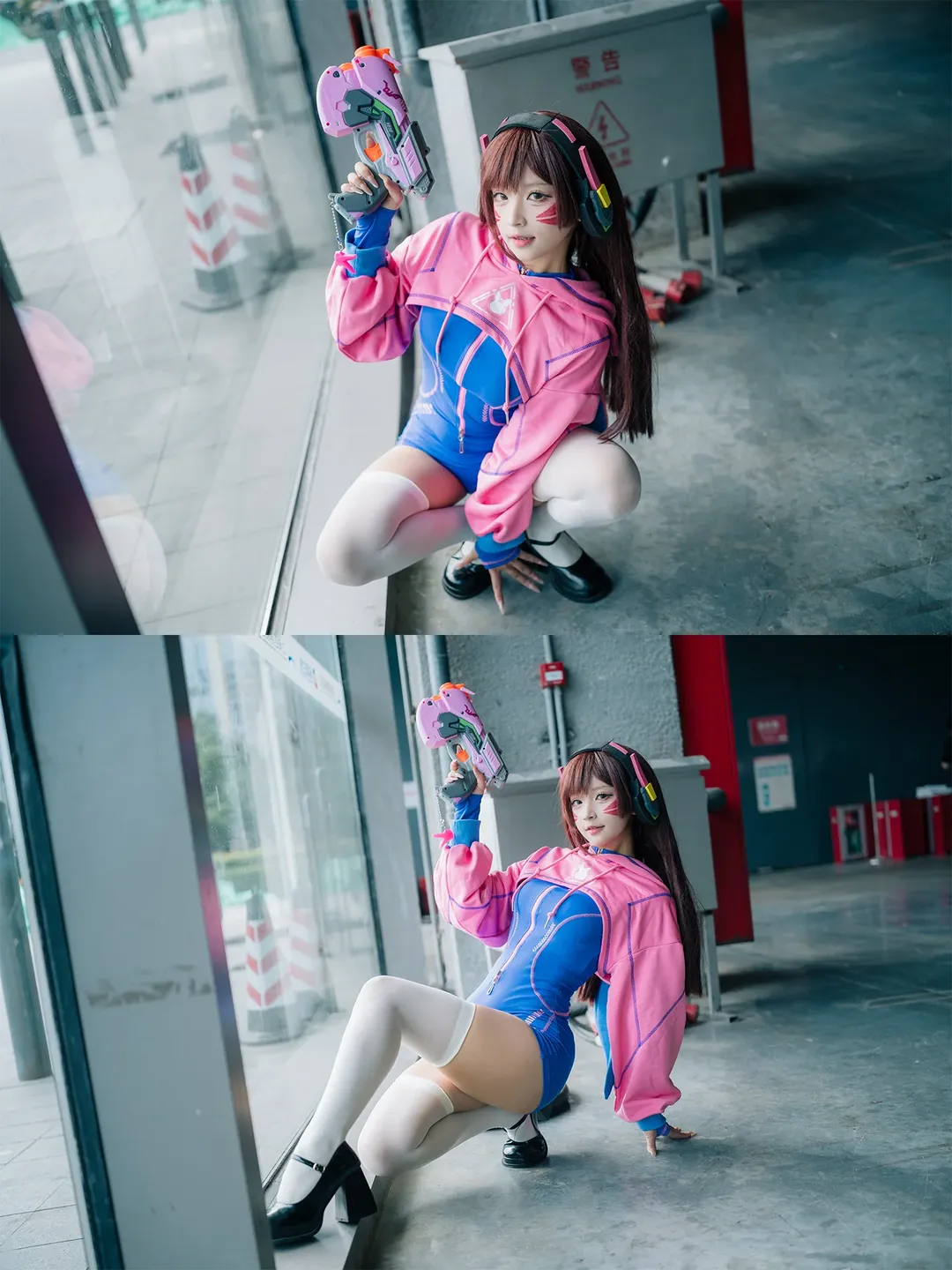 【D.Va cos】粉色外套配白絲，展館裡最靚的電競少女 - 第 6 張