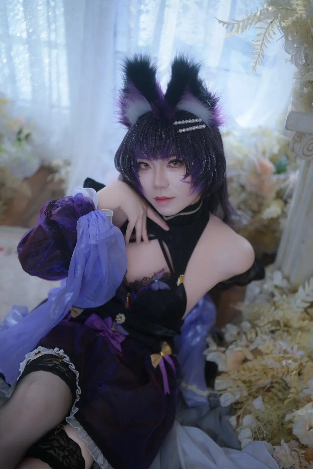 【武藏cos】碧藍航線戒指禮服，紫黑絲襪與獸耳的華麗碰撞 - 第 1 張