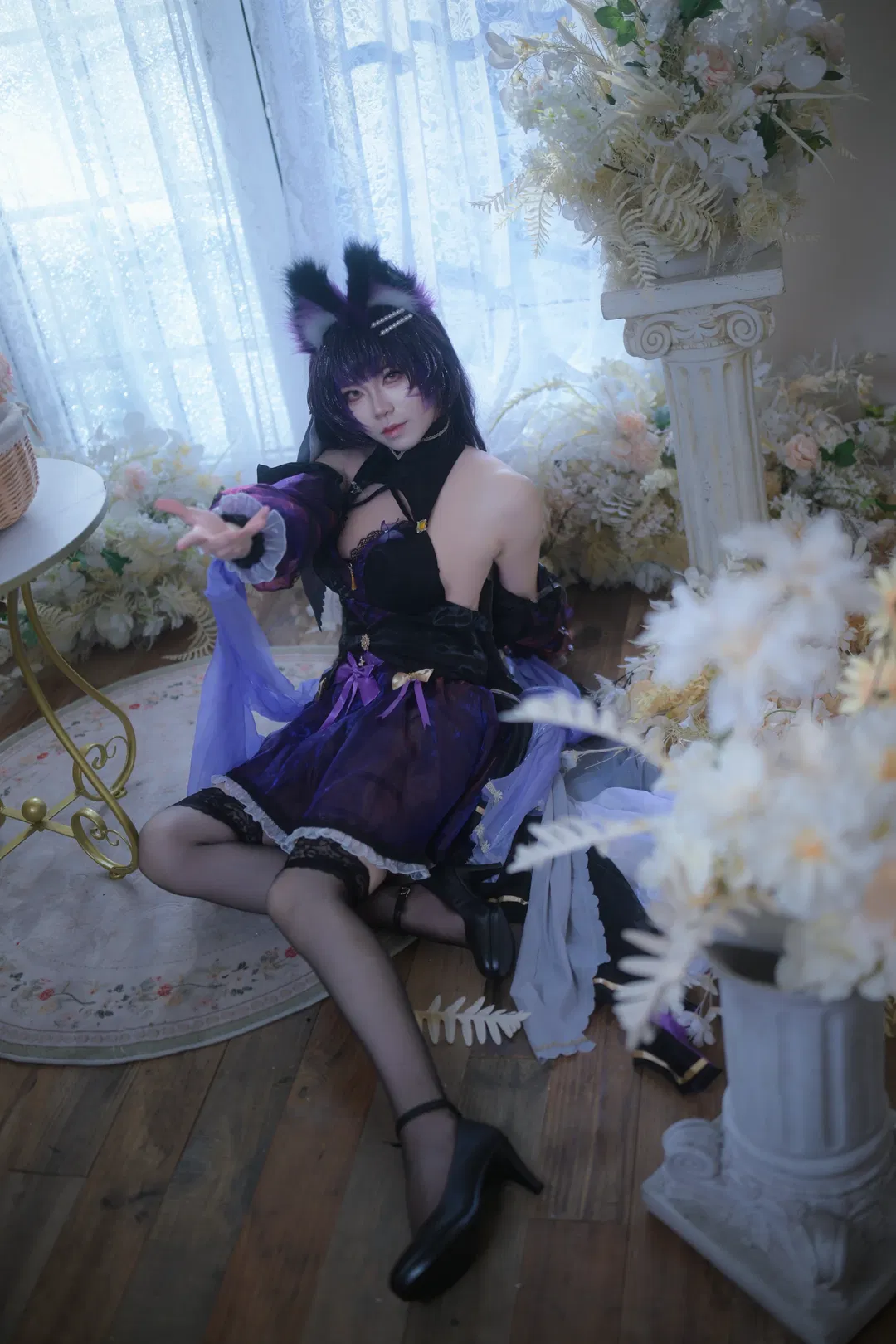 【武藏cos】碧藍航線戒指禮服，紫黑絲襪與獸耳的華麗碰撞 - 第 4 張