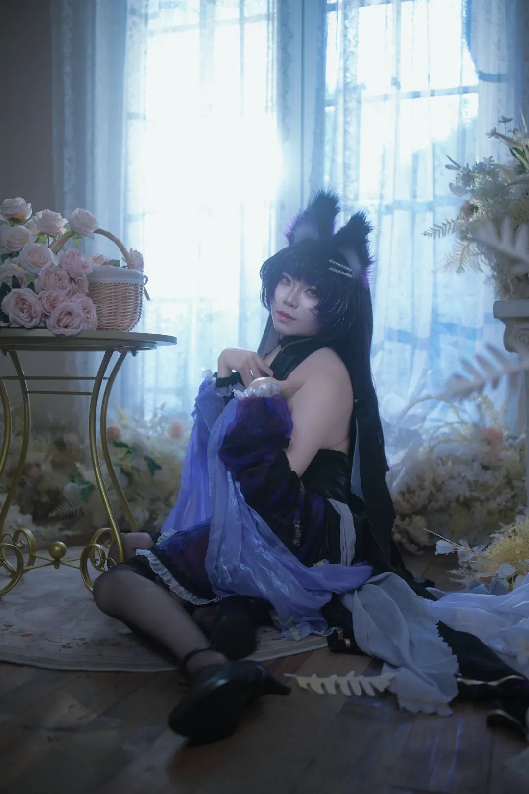 【武藏cos】碧藍航線戒指禮服，紫黑絲襪與獸耳的華麗碰撞 - 第 7 張