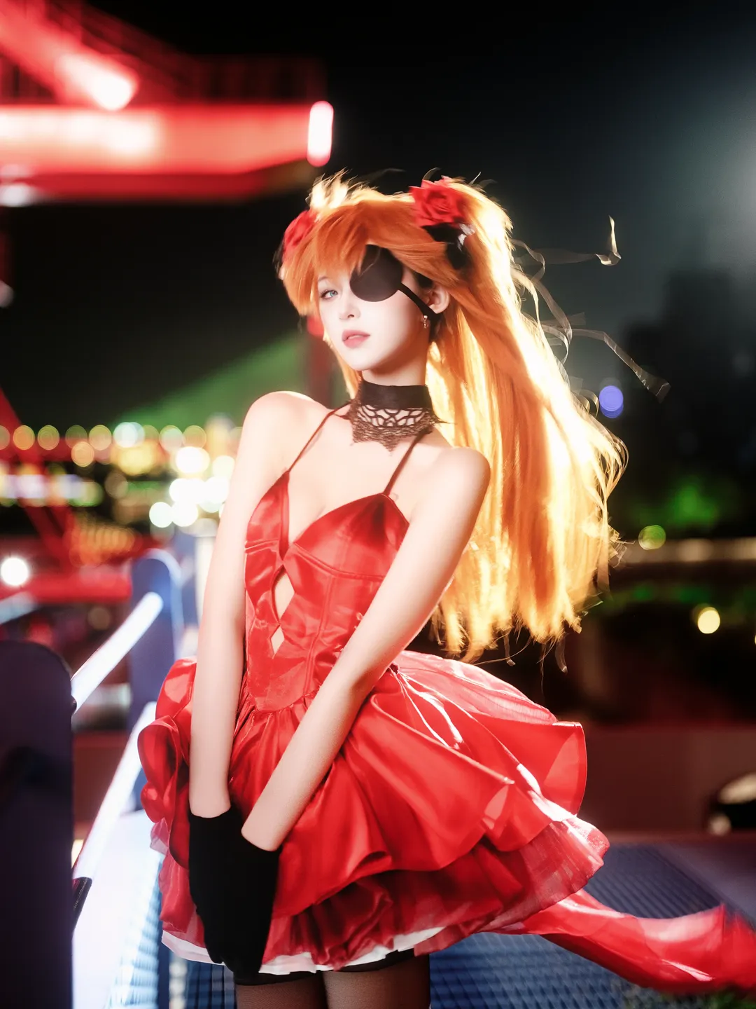【明日香cos】新世纪福音战士夜景下的红黑碰撞 - 第 1 张
