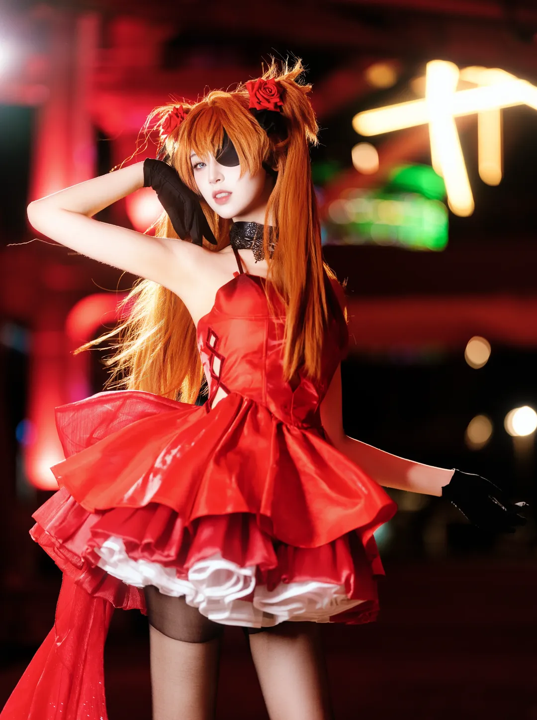 【明日香cos】新世纪福音战士夜景下的红黑碰撞 - 第 10 张