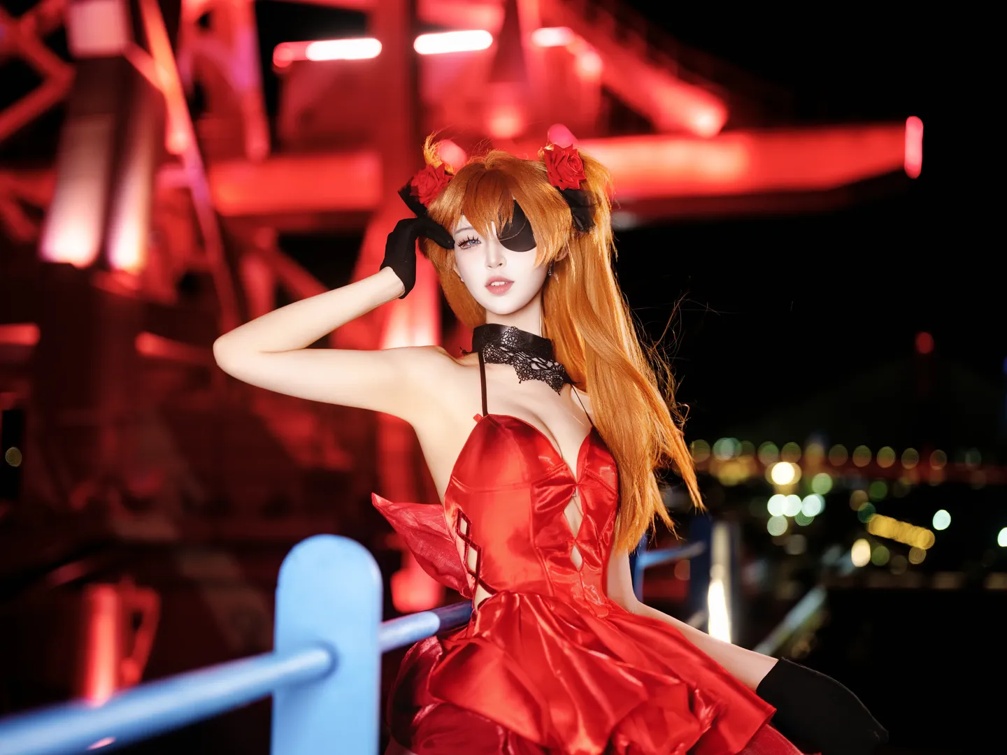 【明日香cos】新世纪福音战士夜景下的红黑碰撞 - 第 2 张
