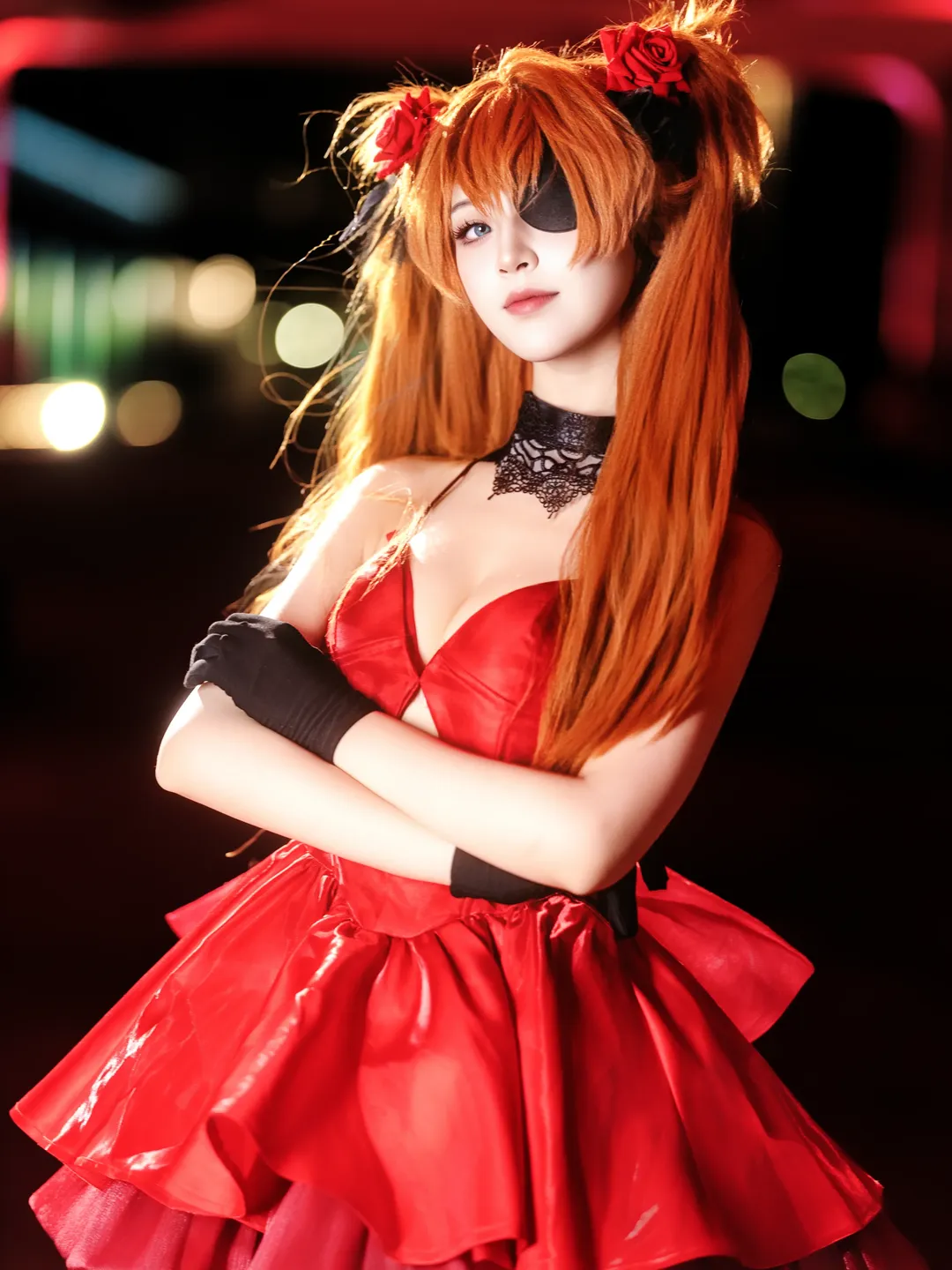 【明日香cos】新世纪福音战士夜景下的红黑碰撞 - 第 3 张