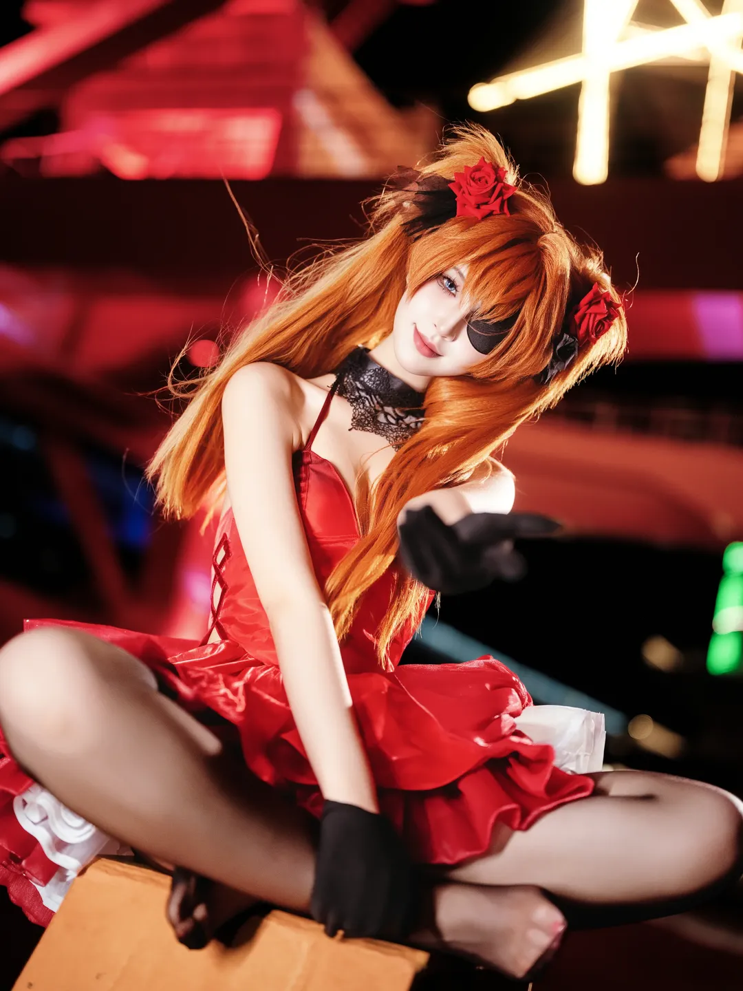 【明日香cos】新世纪福音战士夜景下的红黑碰撞 - 第 9 张
