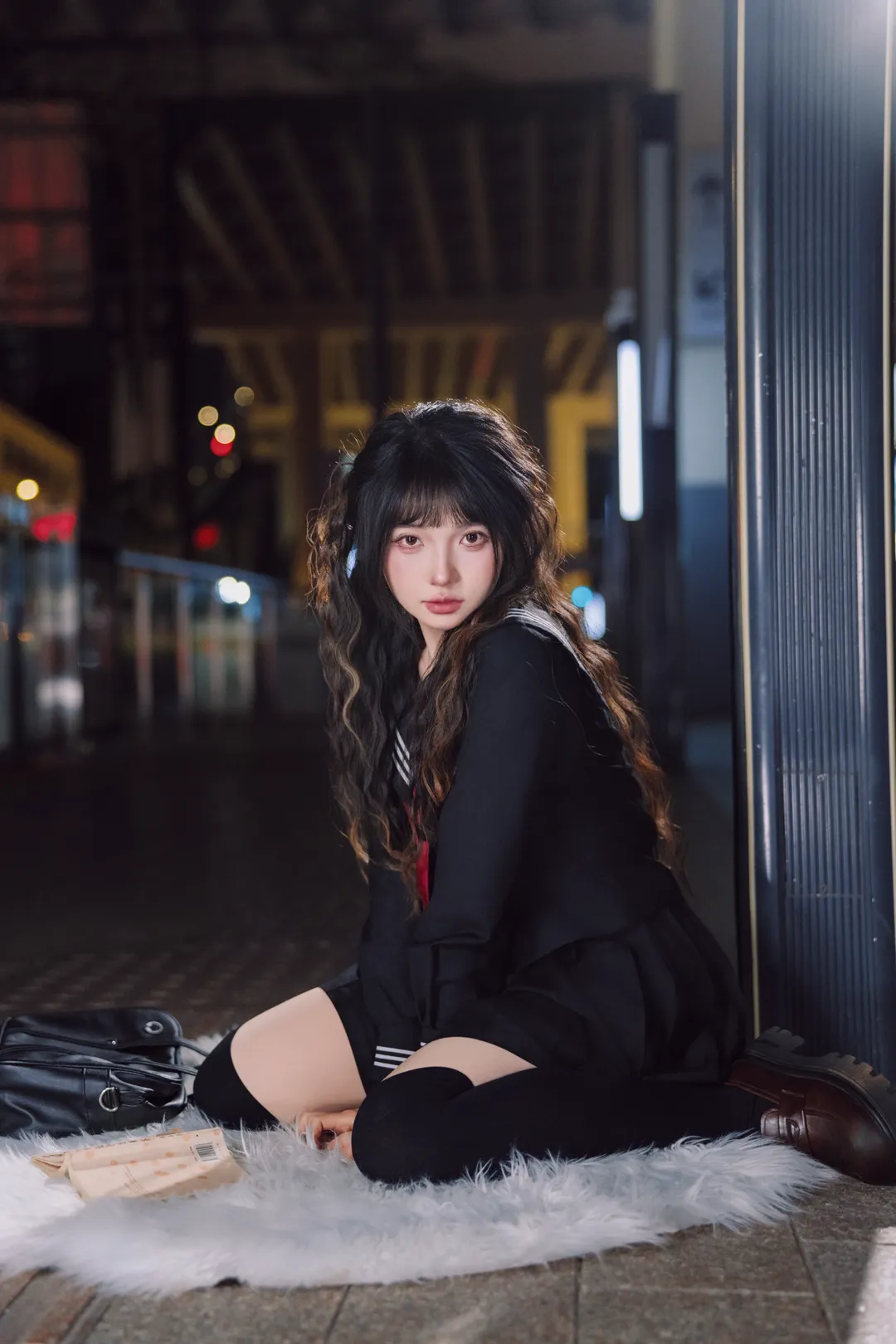 夜色街頭昭和風JK水手服寫真穿搭分享 - 第 1 張