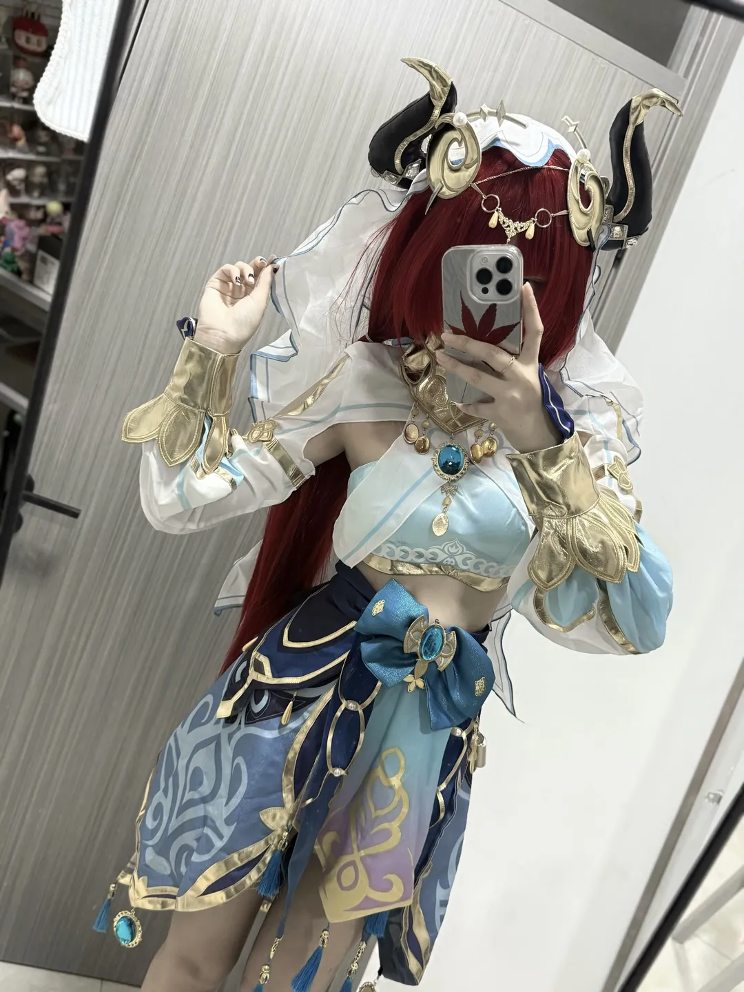 【妮露cos】原神须弥的蓝金舞裙，细节满满的还原 - 第 2 张