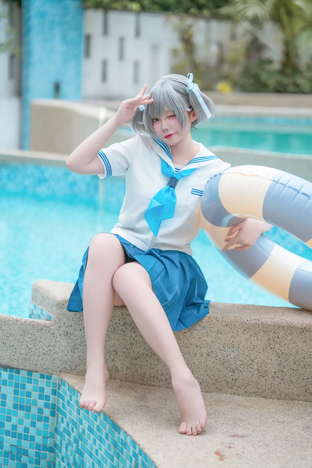 阴天泳池边的水手服JK写真拍摄记录 - 第 3 张