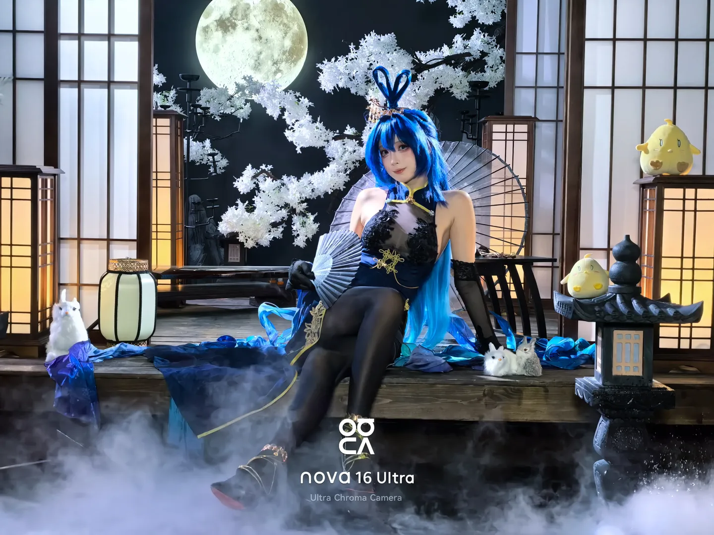 碧蓝航线新泽西cos 深蓝旗袍与黑丝的棚拍记录 - 第 2 张