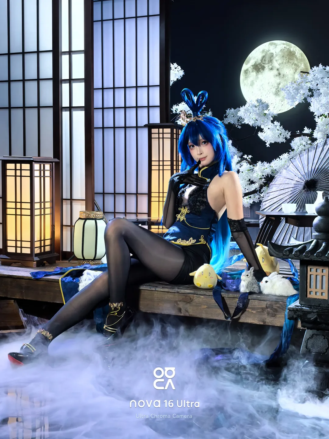 碧蓝航线新泽西cos 深蓝旗袍与黑丝的棚拍记录 - 第 9 张