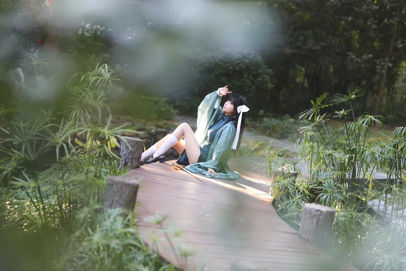 【药指cos】药之指，水边石雕前的符纸与白丝 - 第 4 张