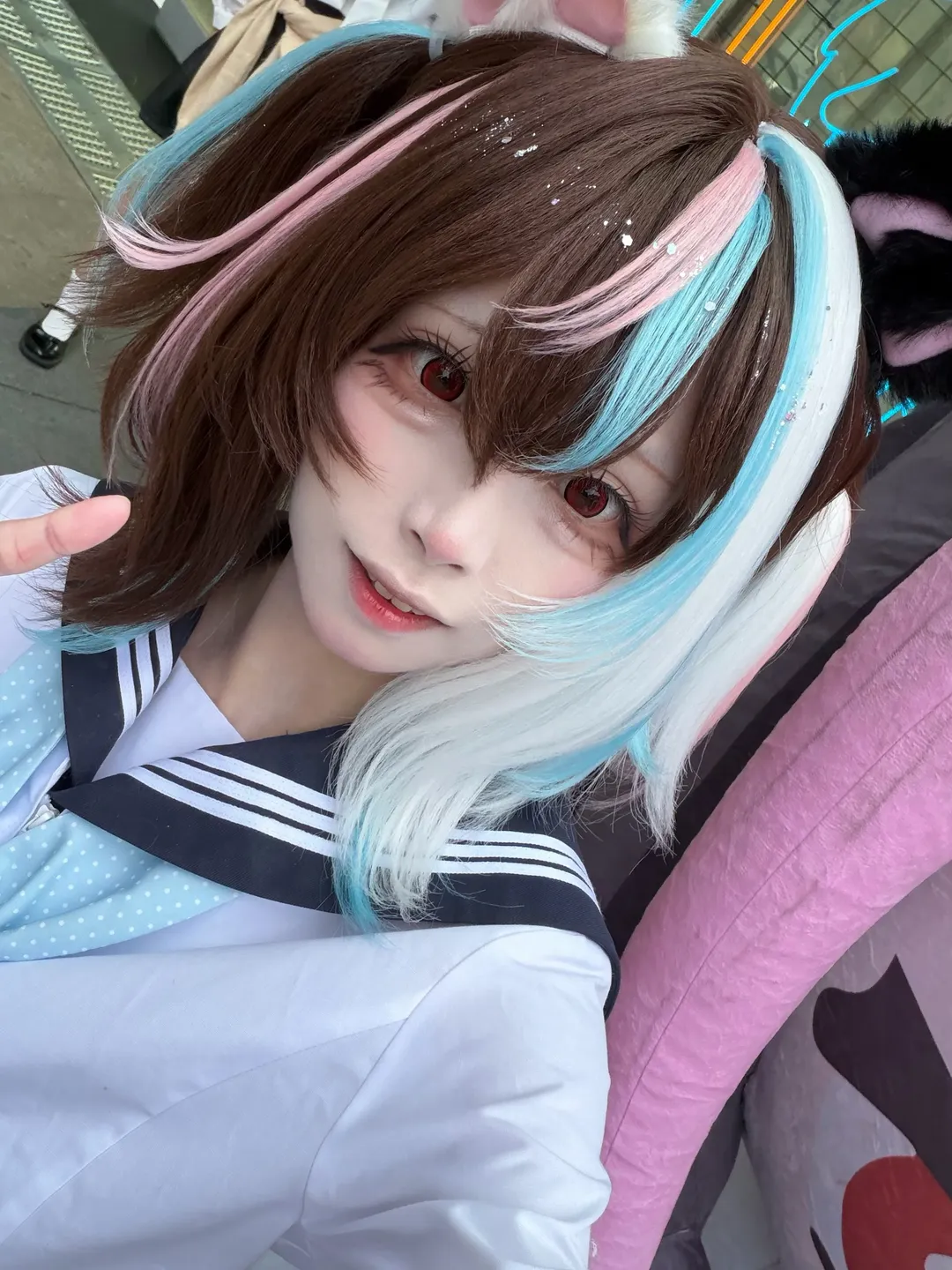 动星周末逛展水手服兽耳造型分享 - 第 1 张