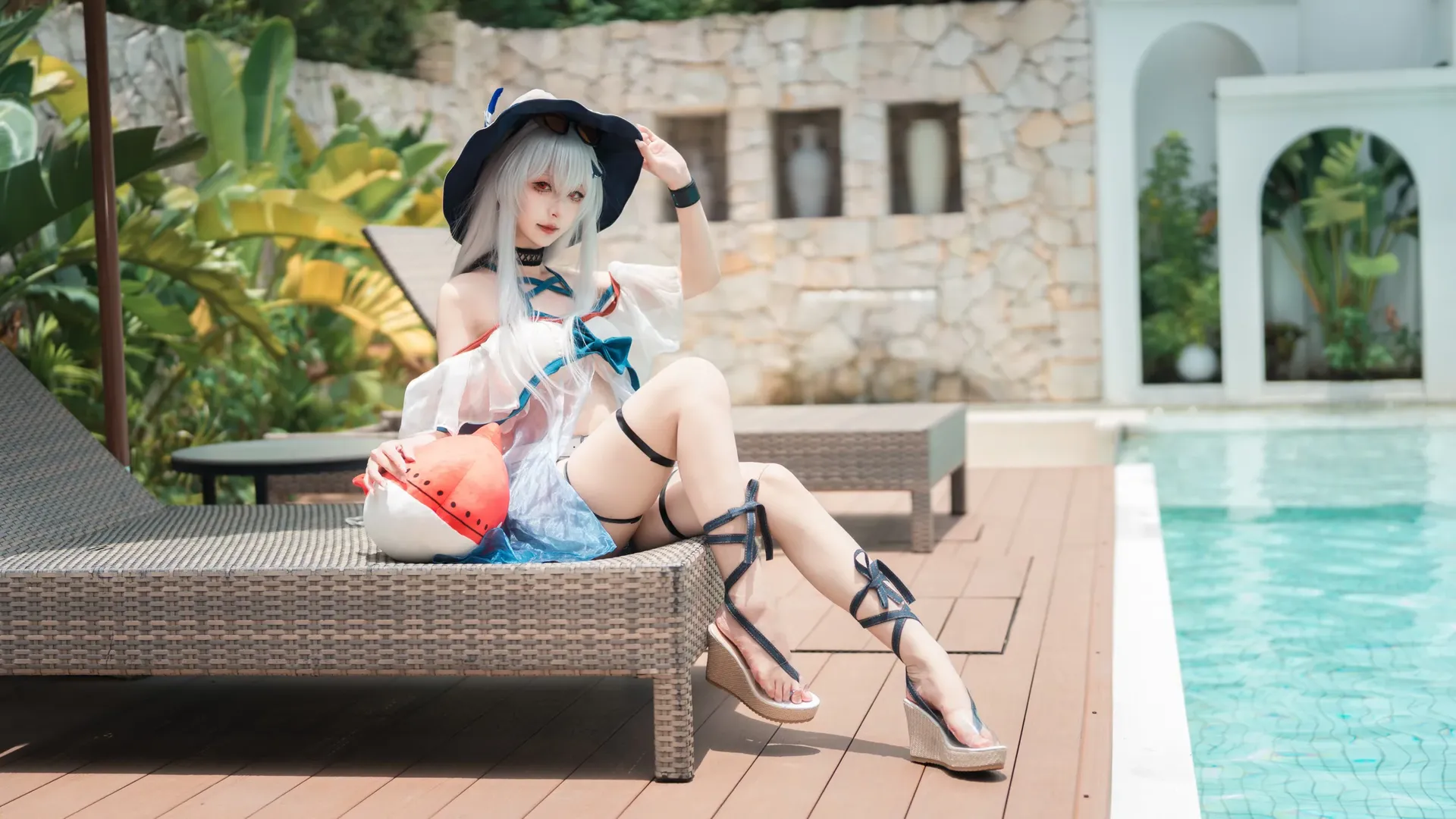 【明日方舟斯卡蒂cos】夏日海边的清冷少女 - 第 4 张