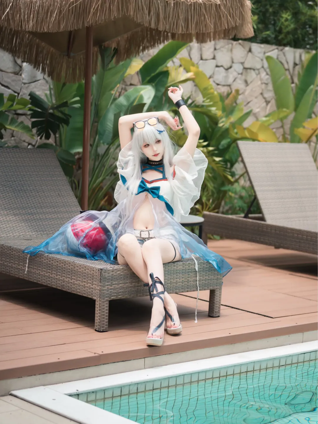 【明日方舟斯卡蒂cos】夏日海边的清冷少女 - 第 5 张