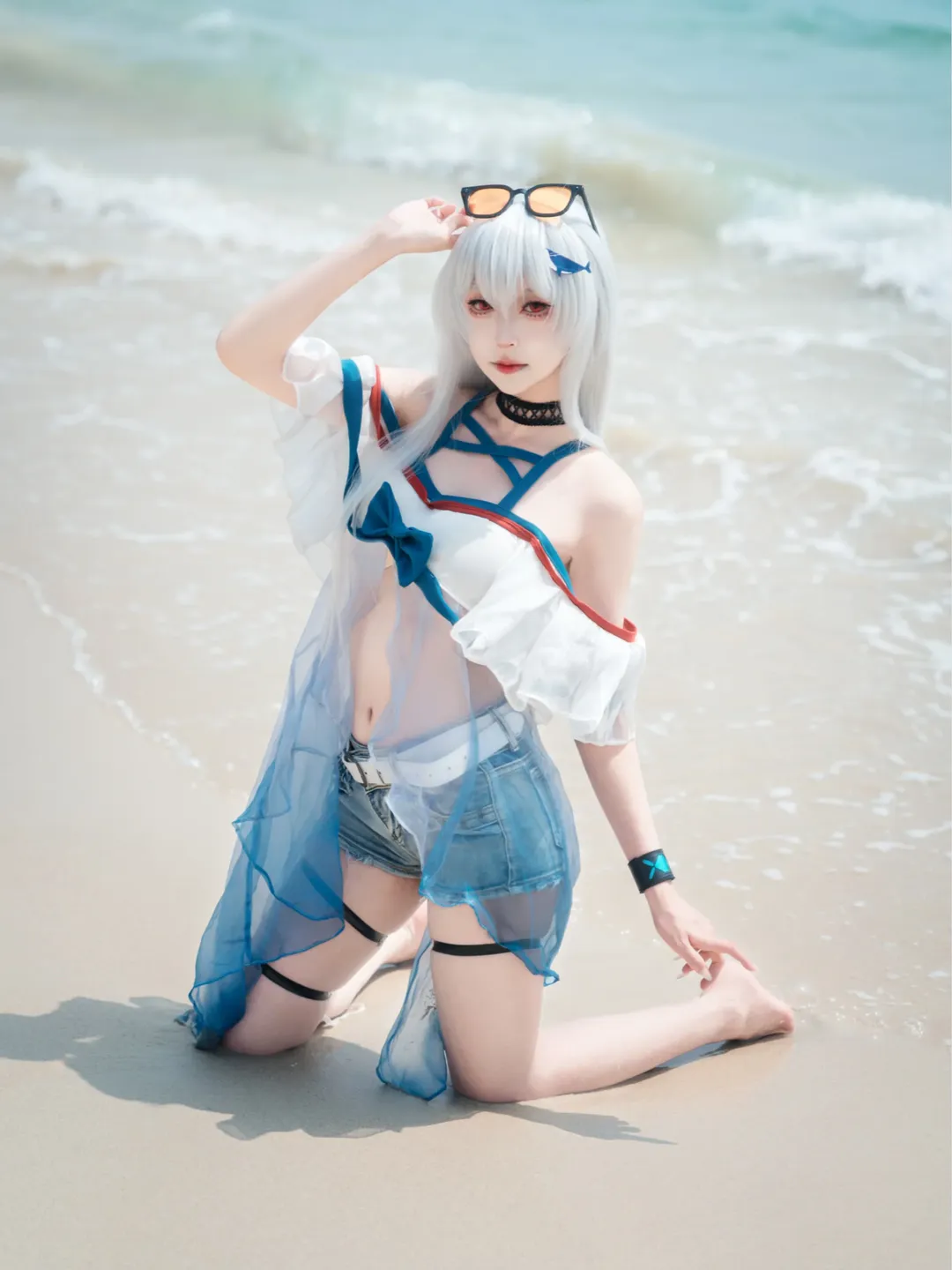 【明日方舟斯卡蒂cos】夏日海边的清冷少女 - 第 8 张