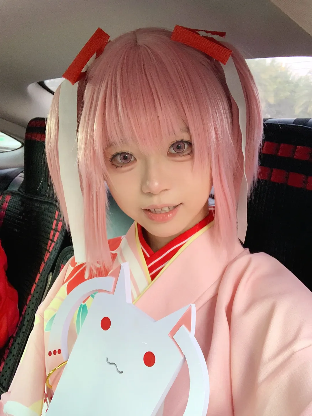 【鹿目圆cos】粉色和服与魔法少女小圆的温柔气质 - 第 1 张