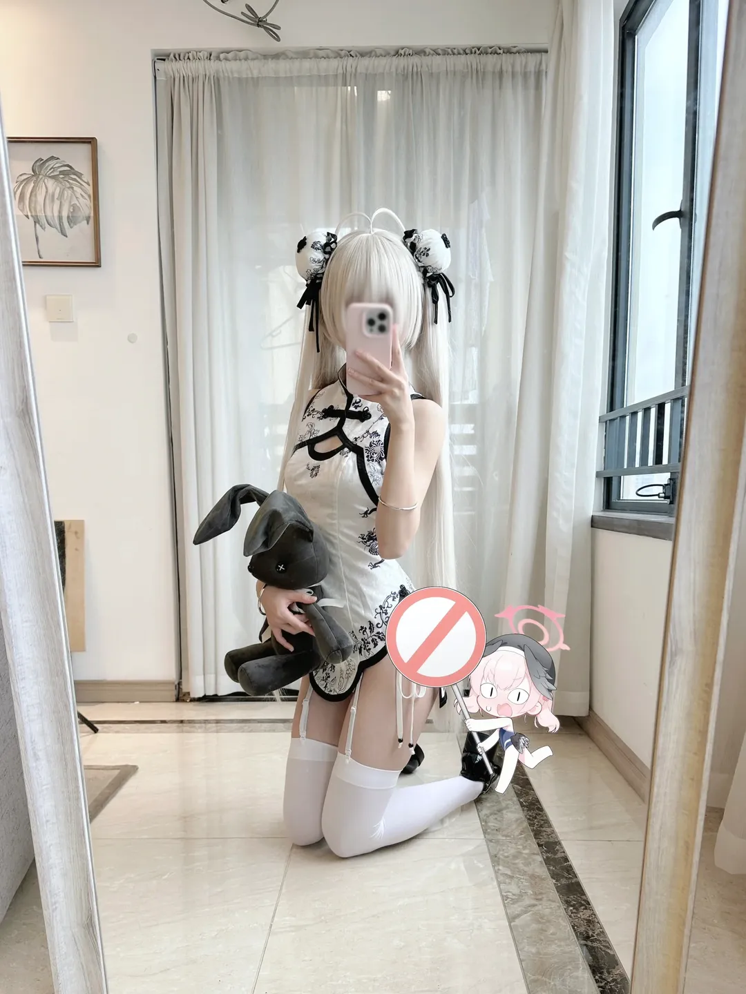 【穹妹cos】尝试了这套黑白配色的旗袍造型 - 第 1 张
