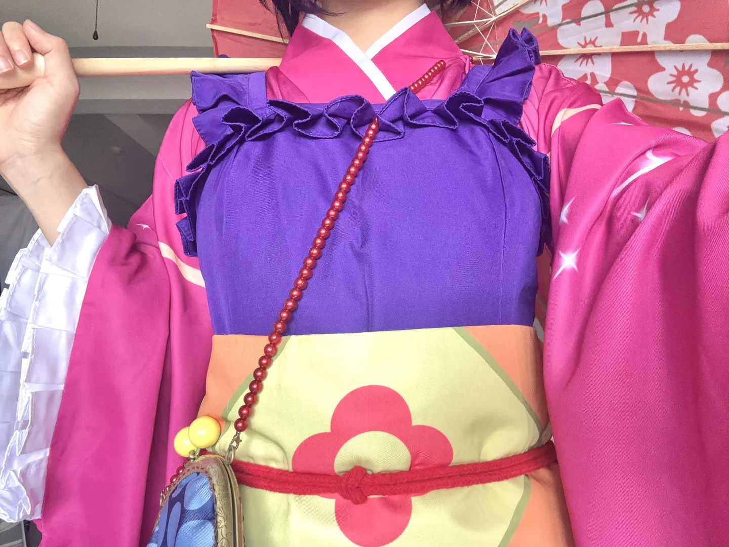 【小鸟游六花cos】紫粉和服搭配过膝长筒袜，居家自拍记录 - 第 4 张