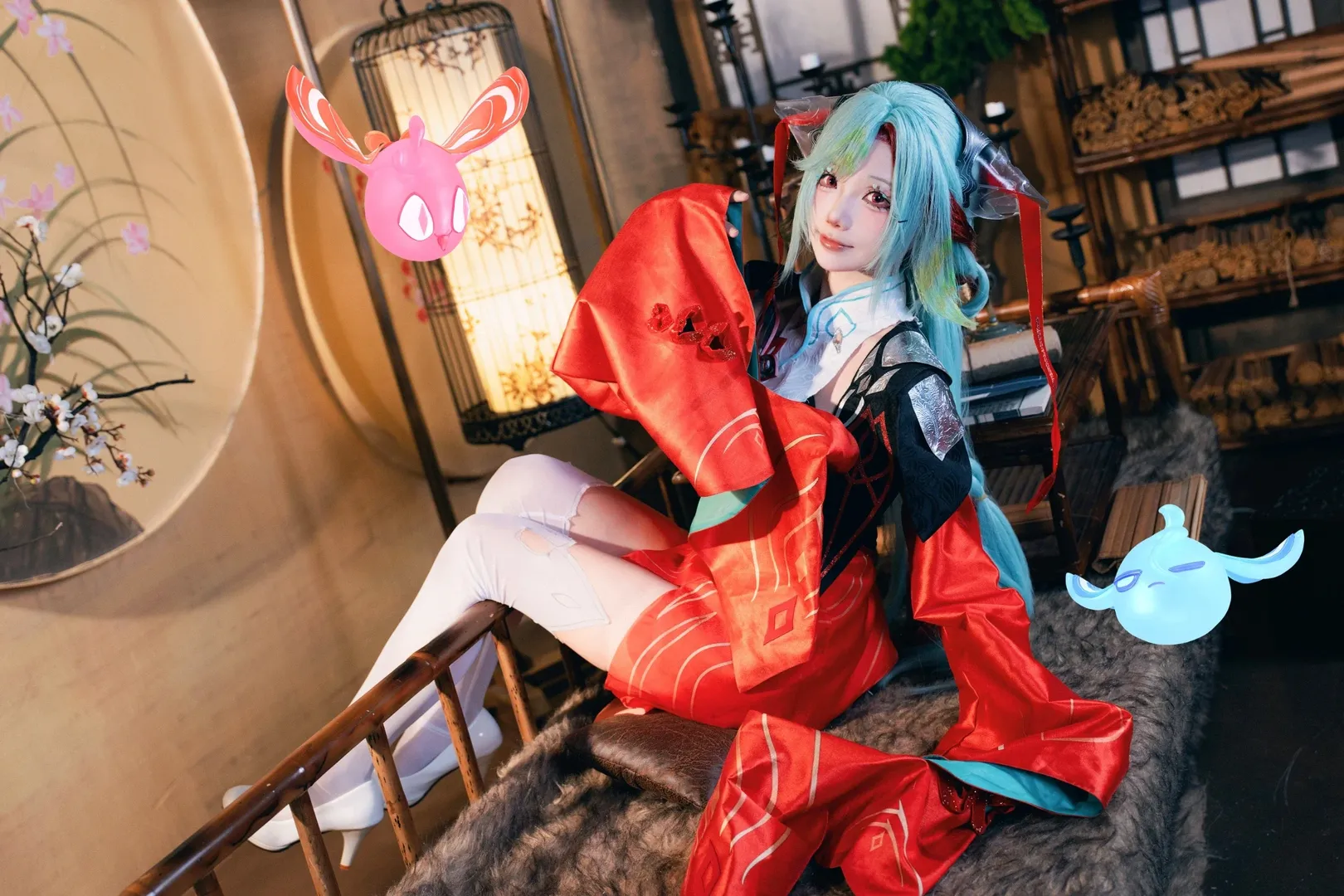 【少司缘cos】王者荣耀红袍白丝，古风书房里的奇幻氛围 - 第 2 张