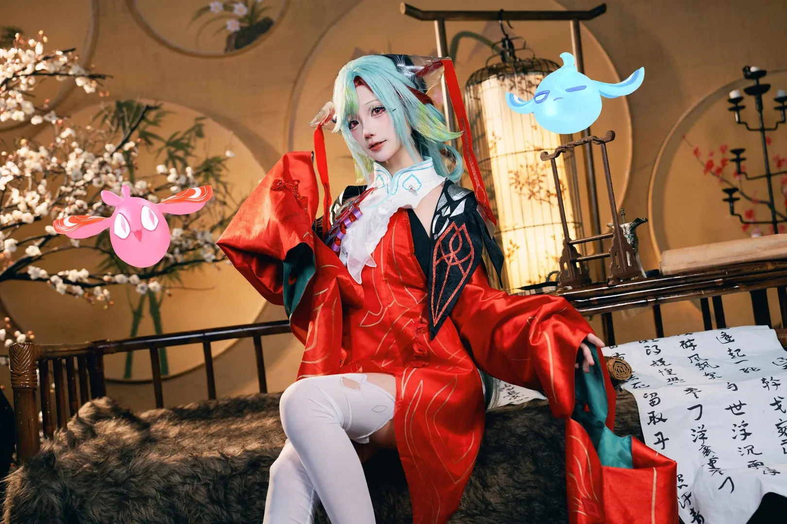 【少司缘cos】王者荣耀红袍白丝，古风书房里的奇幻氛围 - 第 6 张