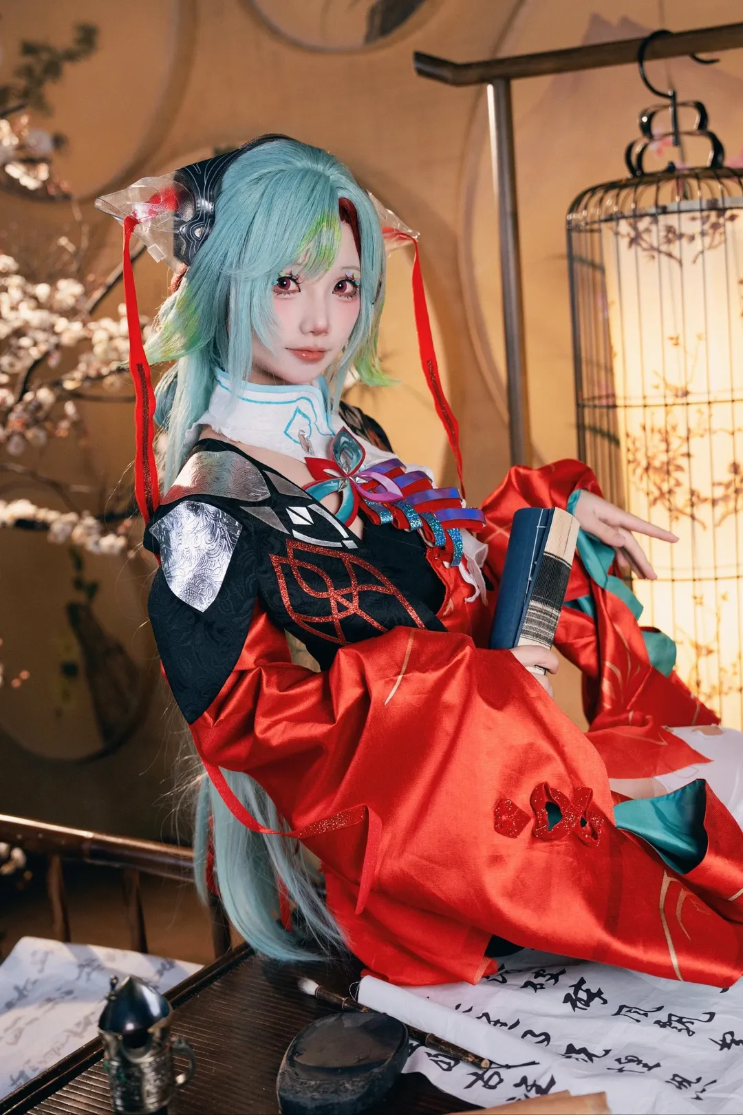 【少司缘cos】王者荣耀红袍白丝，古风书房里的奇幻氛围 - 第 8 张