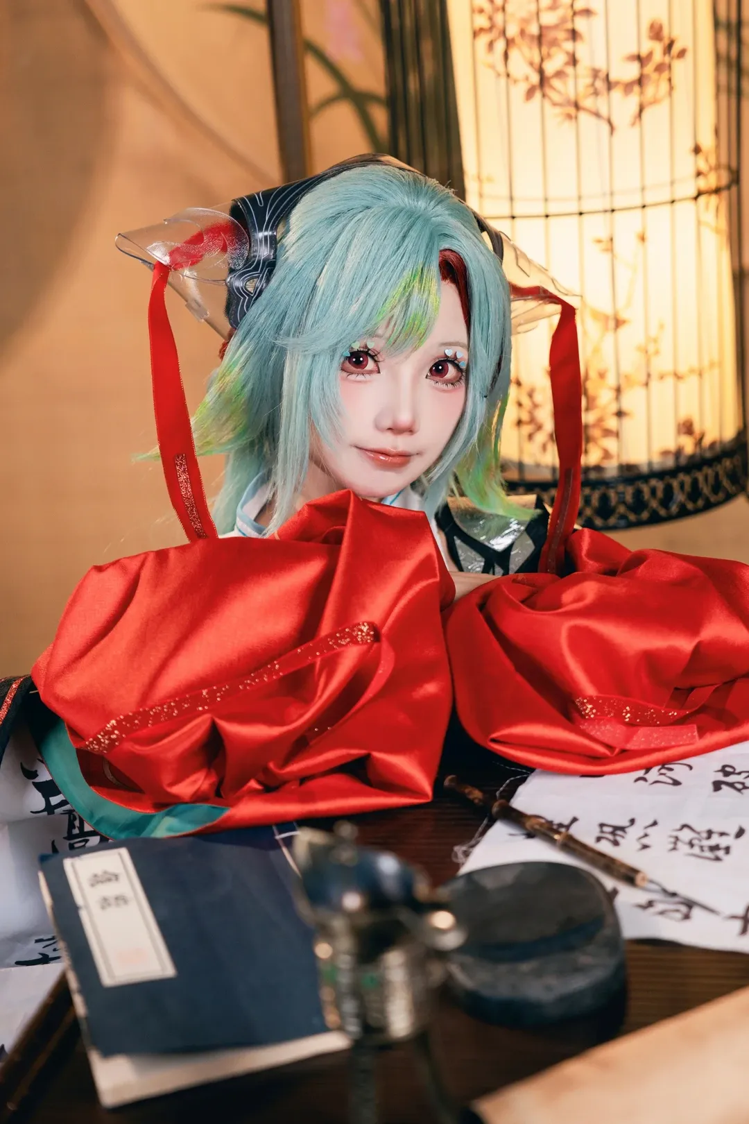 【少司缘cos】王者荣耀红袍白丝，古风书房里的奇幻氛围 - 第 9 张