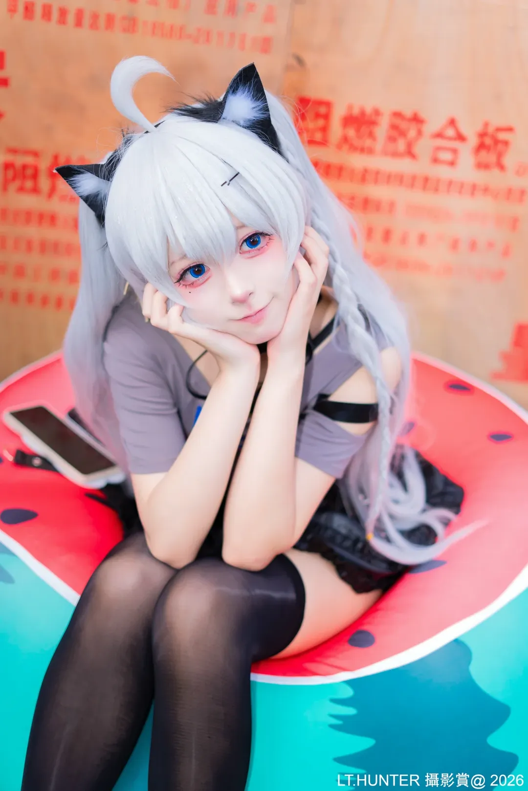开源姬瑷珈cos 猫耳黑丝与西瓜沙发的奇妙碰撞 - 第 3 张