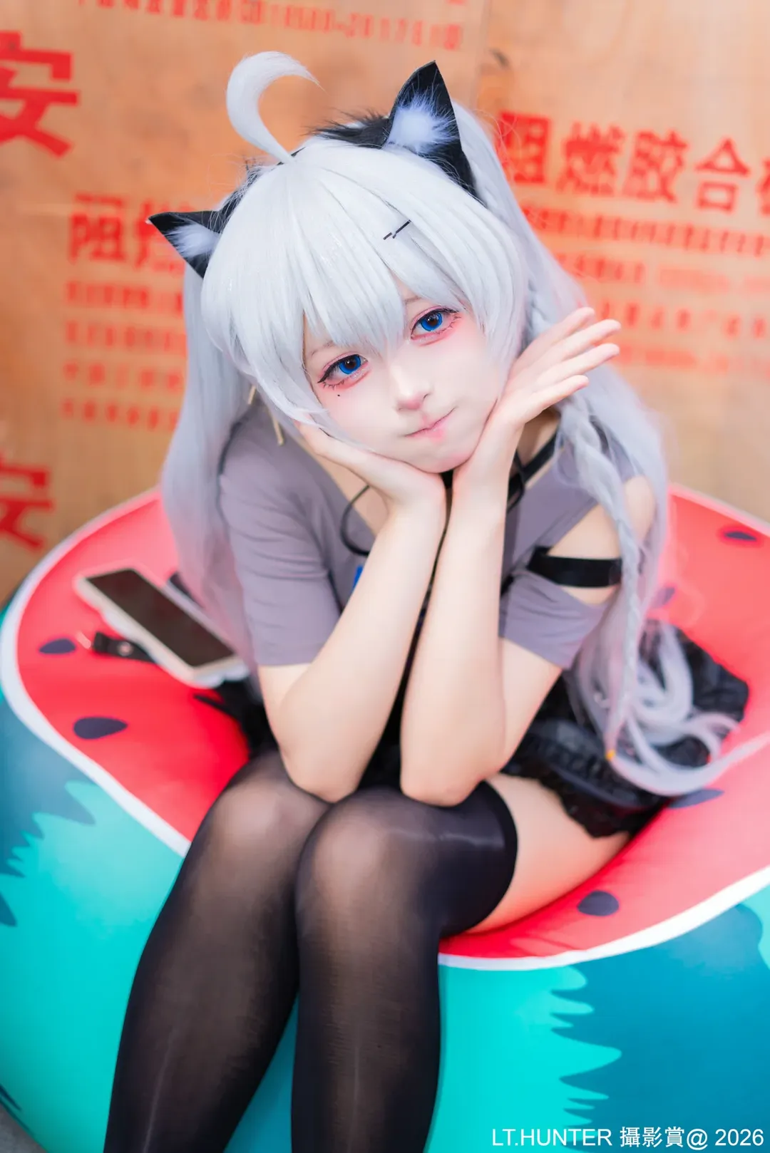 开源姬瑷珈cos 猫耳黑丝与西瓜沙发的奇妙碰撞 - 第 4 张