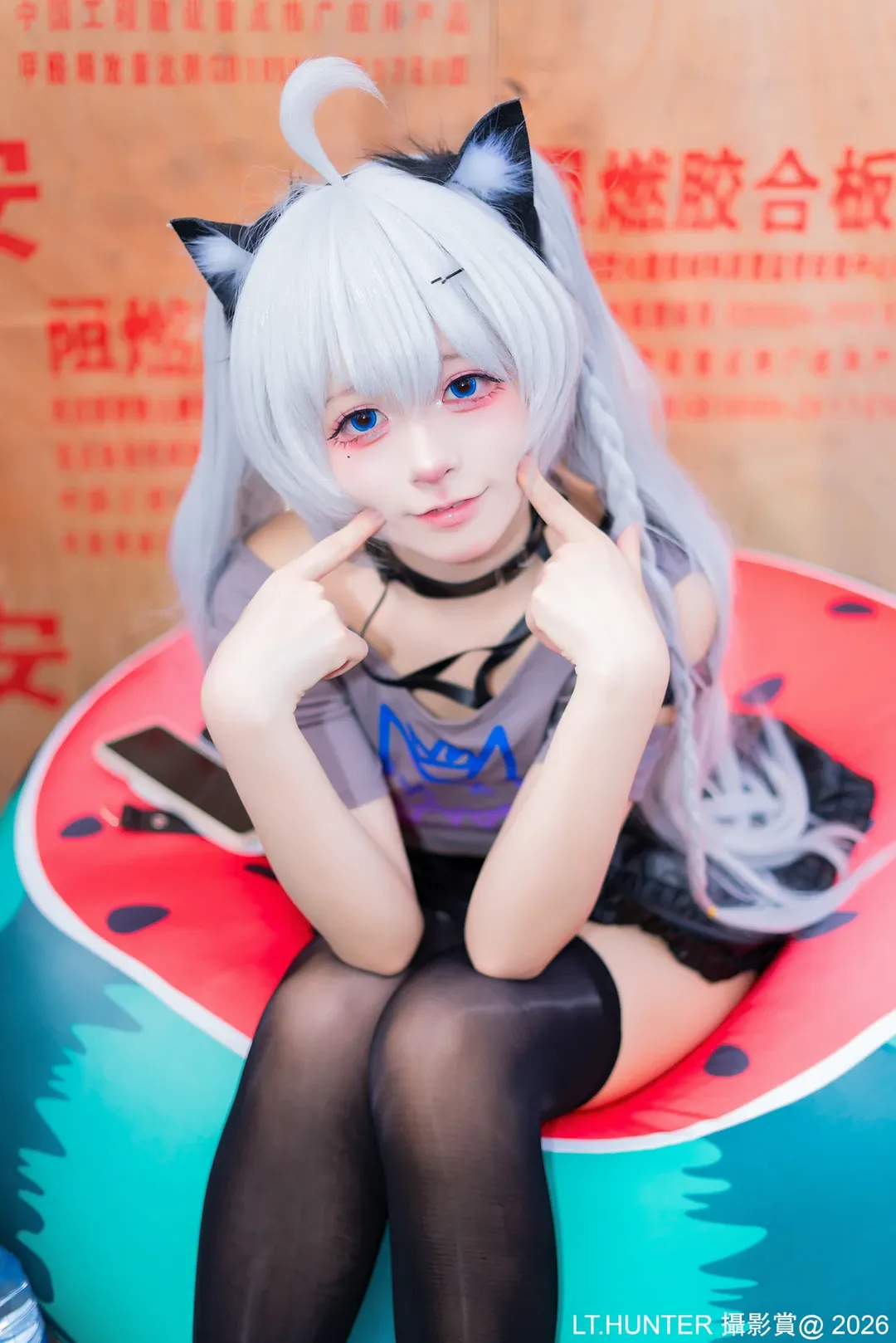 开源姬瑷珈cos 猫耳黑丝与西瓜沙发的奇妙碰撞 - 第 5 张
