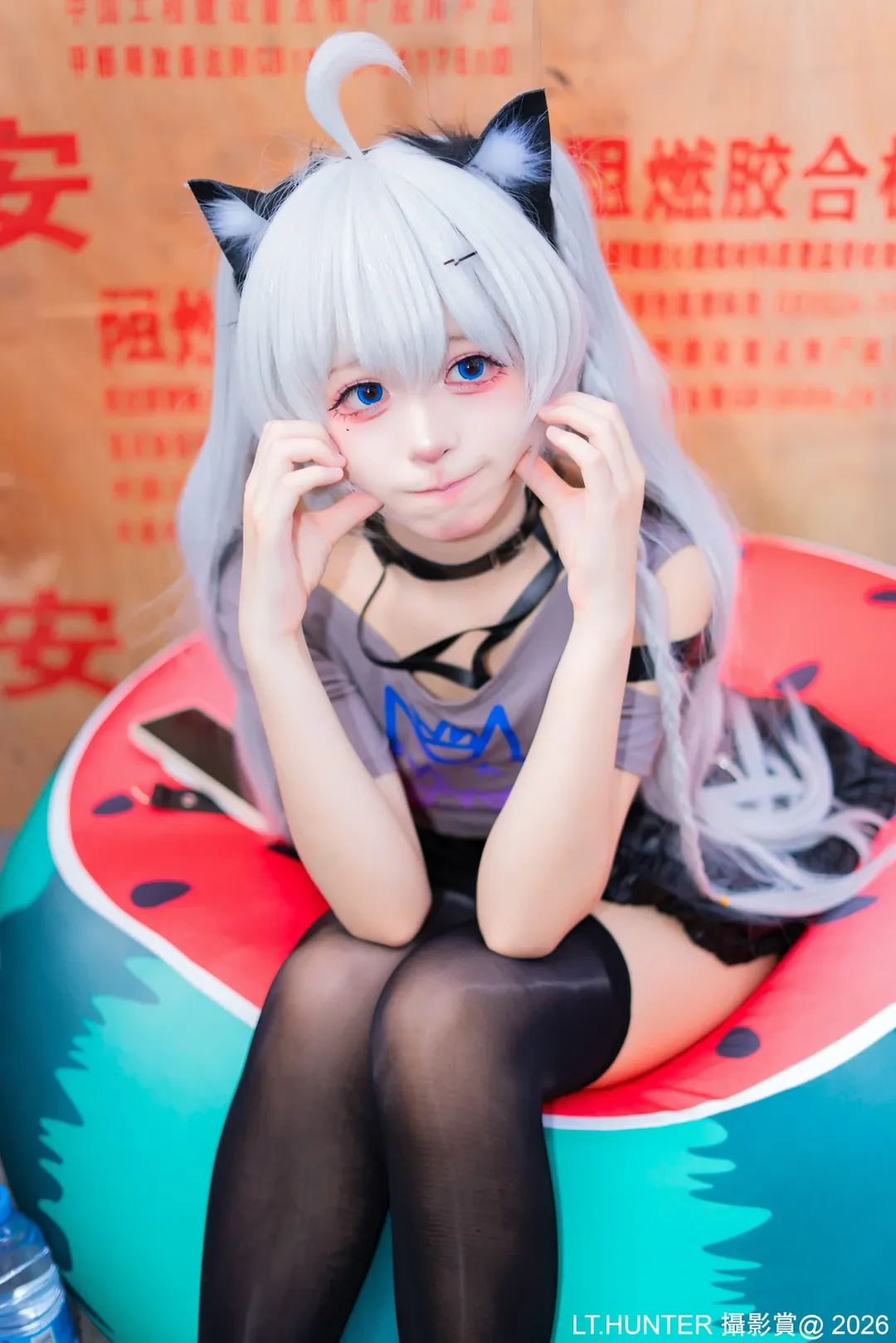 开源姬瑷珈cos 猫耳黑丝与西瓜沙发的奇妙碰撞 - 第 6 张