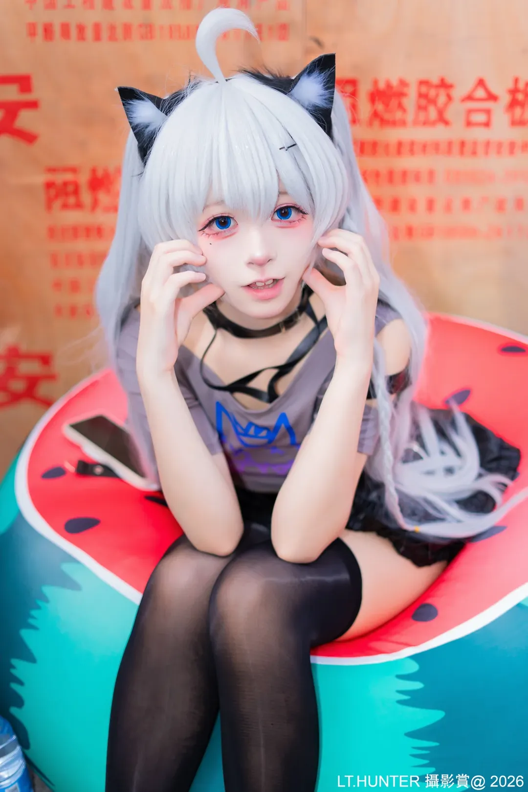 开源姬瑷珈cos 猫耳黑丝与西瓜沙发的奇妙碰撞 - 第 7 张