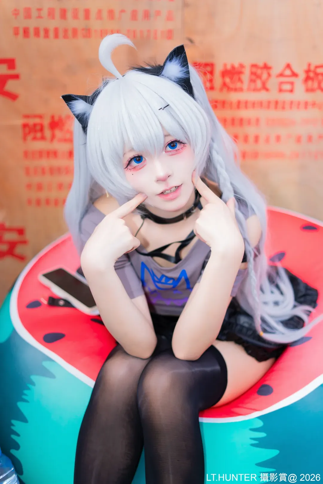 开源姬瑷珈cos 猫耳黑丝与西瓜沙发的奇妙碰撞 - 第 8 张